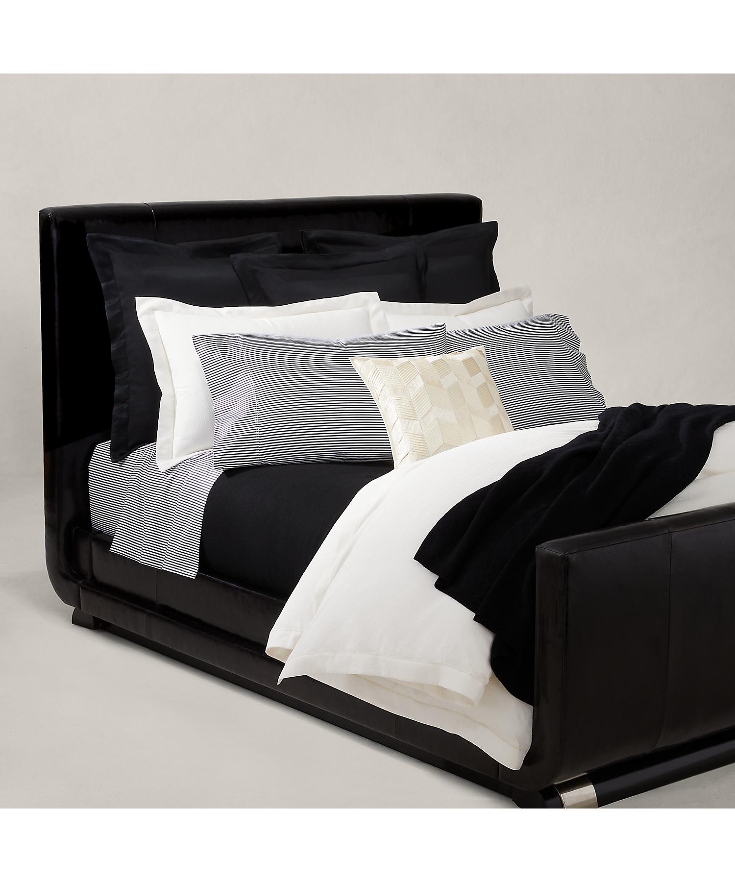 ラルフ ローレン ホーム RALPH LAUREN HOME オーガニック コットン シャーティング ストライプ ボックスシーツ/セミダブルサイズ （001ブラック） 001ブラック