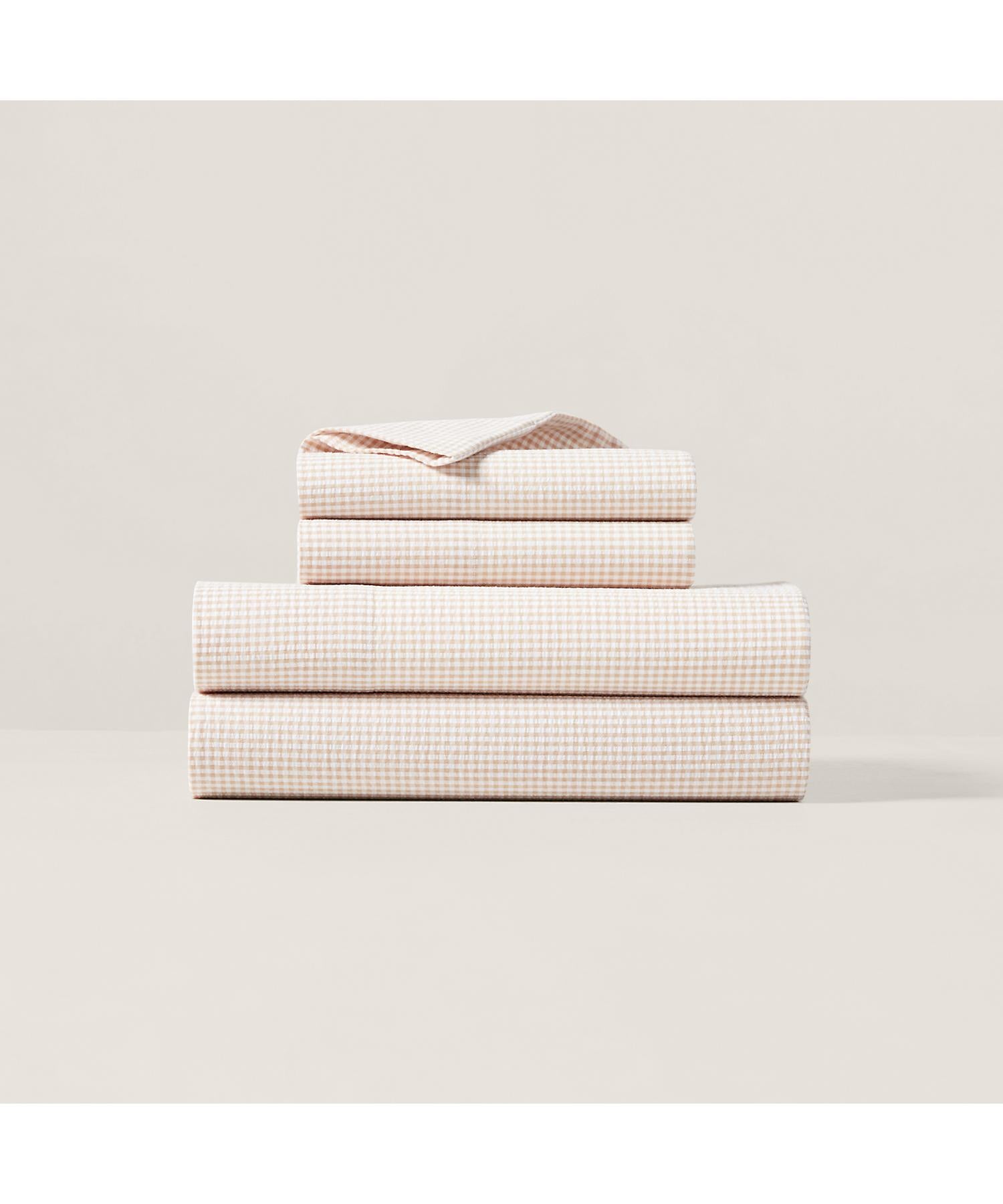 ラルフ ローレン ホーム RALPH LAUREN HOME シアサッカー ギンガム ボックスシーツ/クイーンサイズ （270ブラウン） 270ブラウン