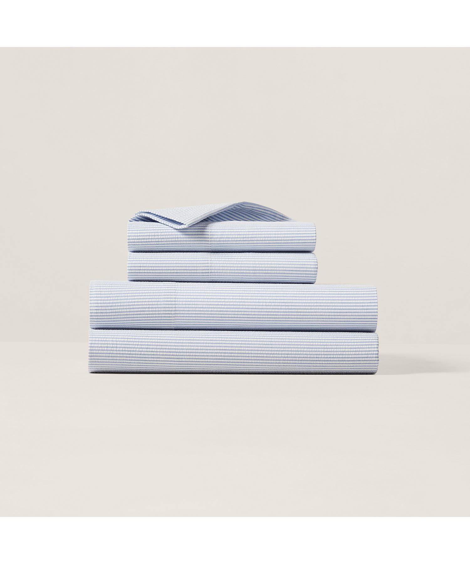 ラルフ ローレン ホーム RALPH LAUREN HOME シアサッカー ストライプ フラットシーツ/ダブルサイズ （400ブルー） 400ブルー