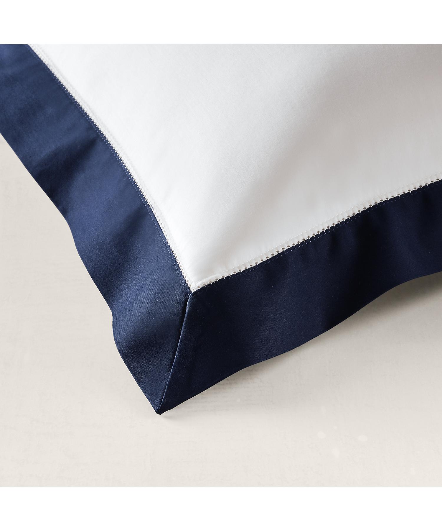 ラルフ ローレン ホーム RALPH LAUREN HOME オーガニック コットン サティーン ボーダー ユーロ シャム （410ネイビー） 410ネイビー