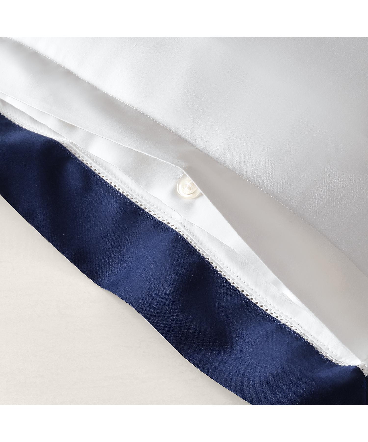 ラルフ ローレン ホーム RALPH LAUREN HOME オーガニック コットン サティーン ボーダー ユーロ シャム （410ネイビー） 410ネイビー