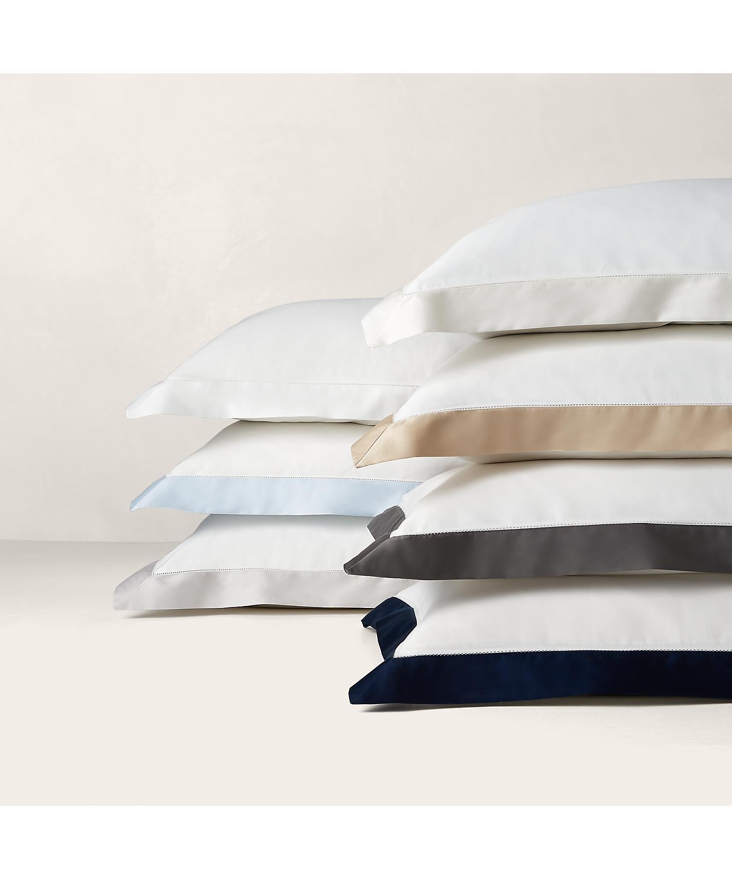 ラルフ ローレン ホーム RALPH LAUREN HOME オーガニック コットン サティーン ボーダー ユーロ シャム （410ネイビー） 410ネイビー