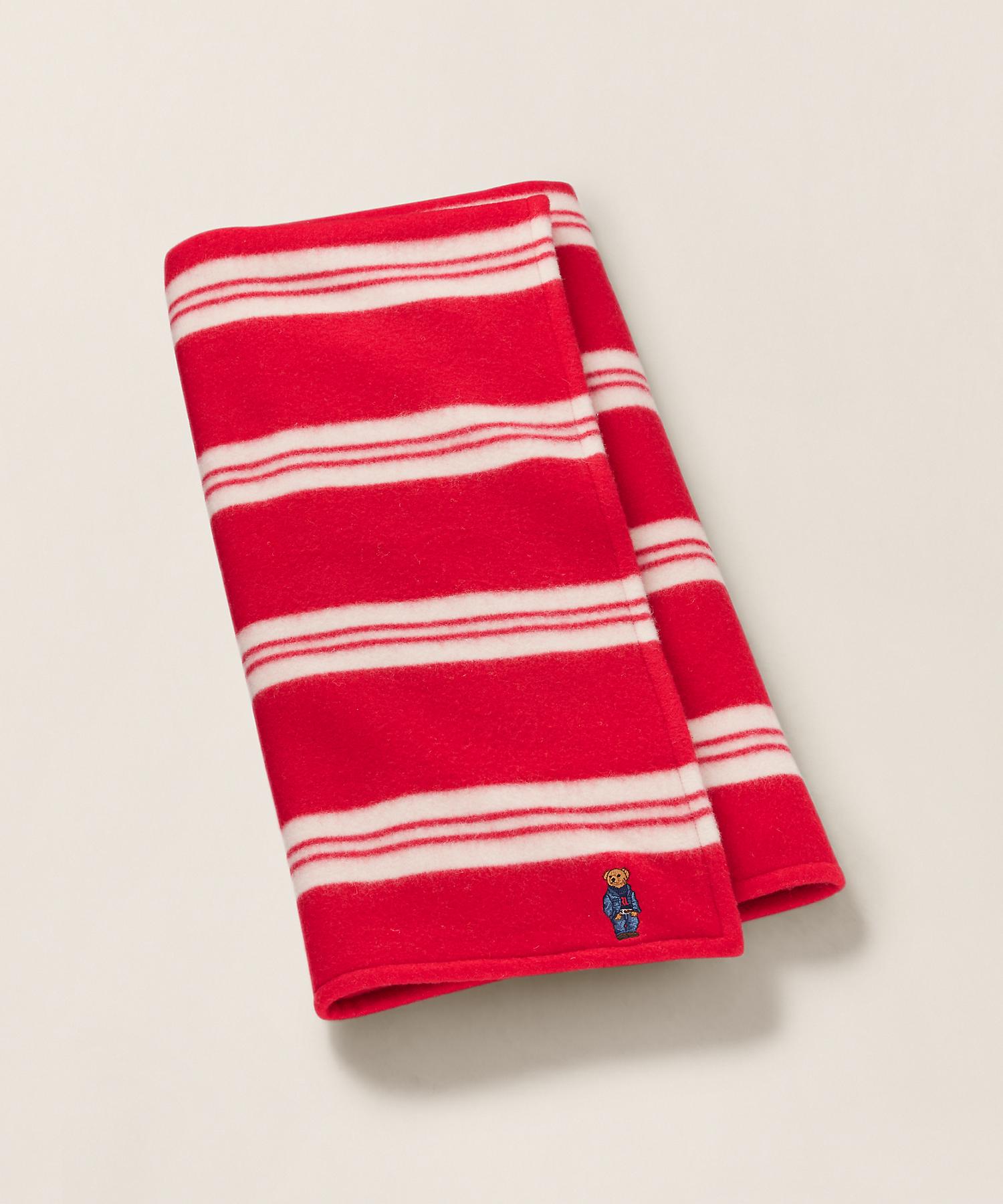 ラルフ ローレン ホーム RALPH LAUREN HOME Polo ベア ストライプド ハーフ ブランケット （600レッド） 600レッド