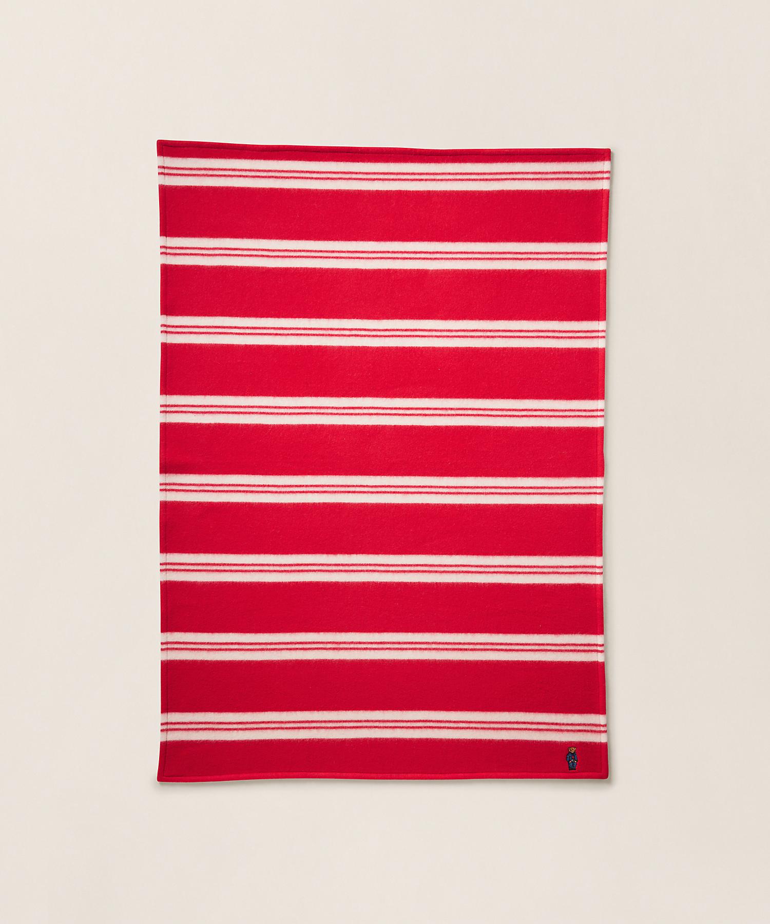 ラルフ ローレン ホーム RALPH LAUREN HOME Polo ベア ストライプド ハーフ ブランケット （600レッド） 600レッド