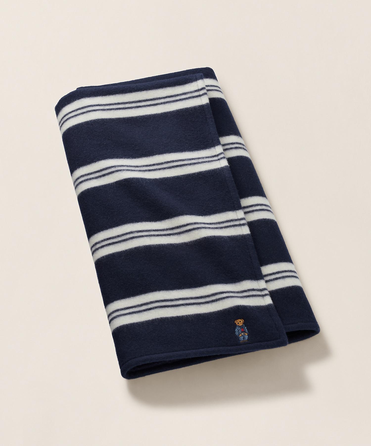 ラルフ ローレン ホーム RALPH LAUREN HOME Polo ベア ストライプド ハーフ ブランケット （410ネイビー） 410ネイビー
