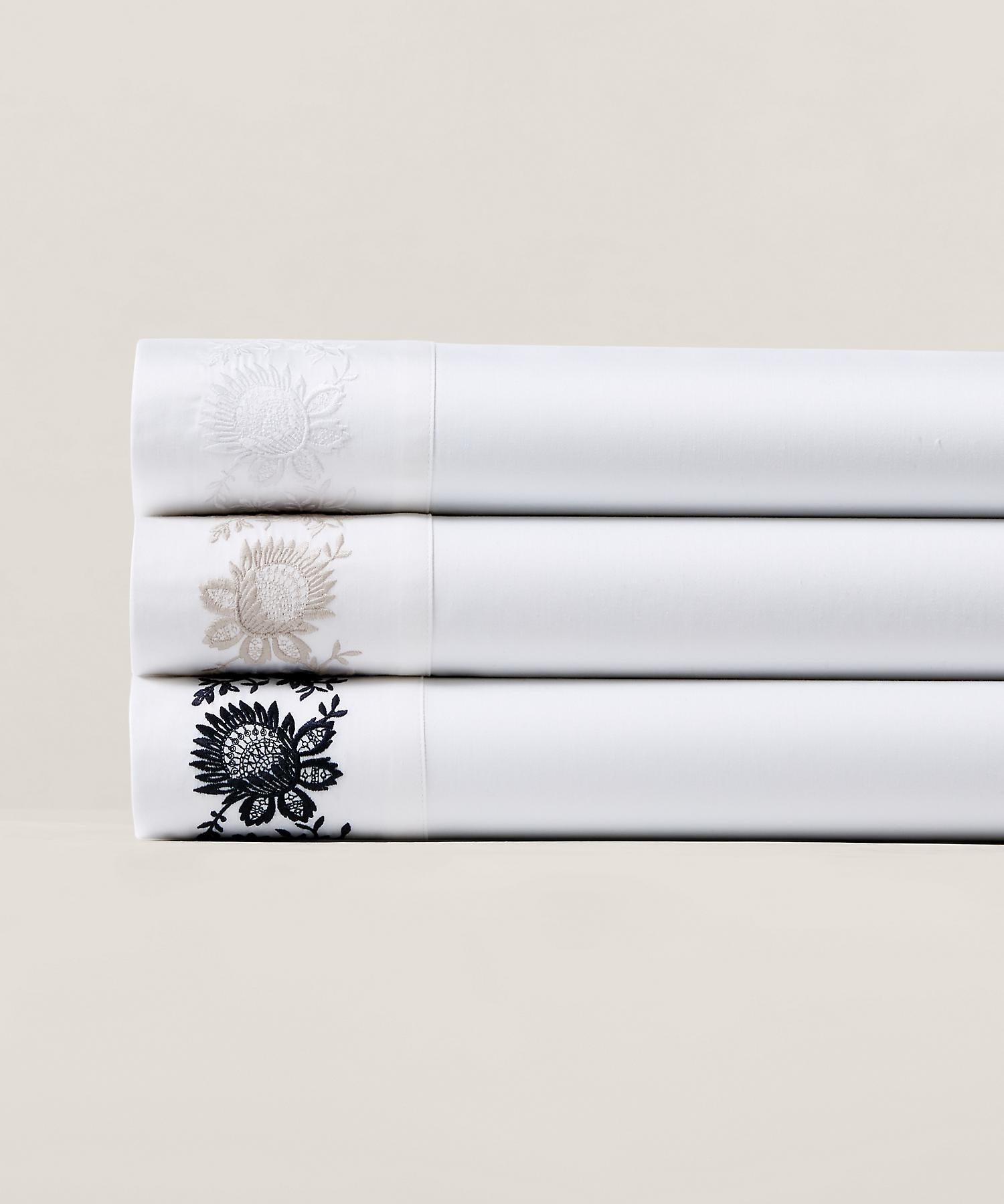 ラルフ ローレン ホーム RALPH LAUREN HOME オーガニック コットン Eloise エンブロイダリー フラットシーツ/シングルサイズ （040グレー） 040グレー