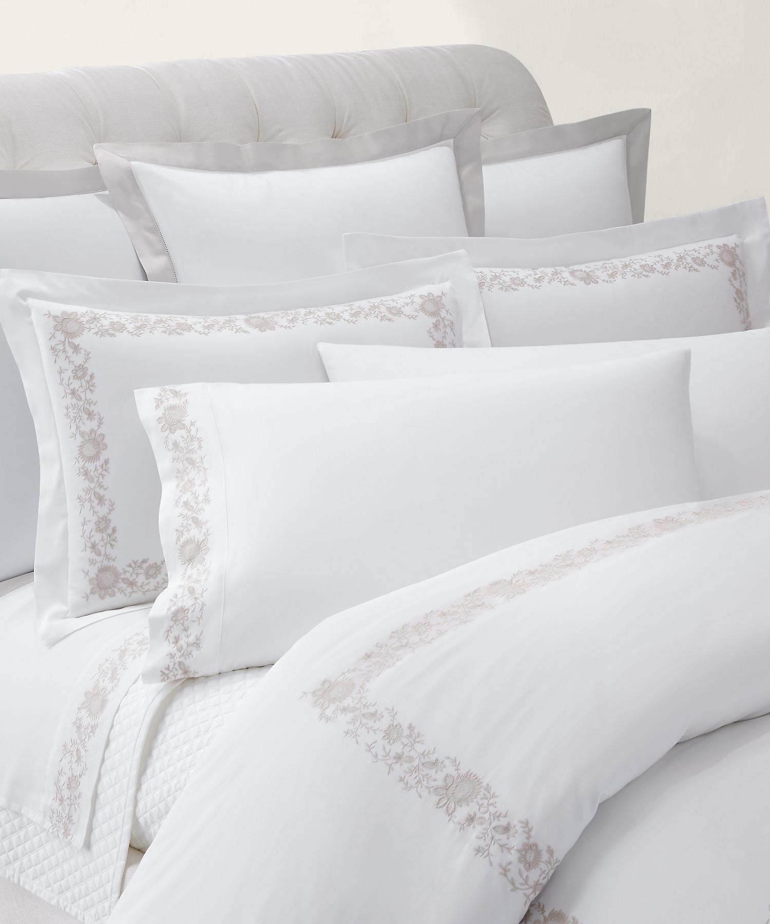 ラルフ ローレン ホーム RALPH LAUREN HOME オーガニック コットン Eloise エンブロイダリー フラットシーツ/シングルサイズ （040グレー） 040グレー