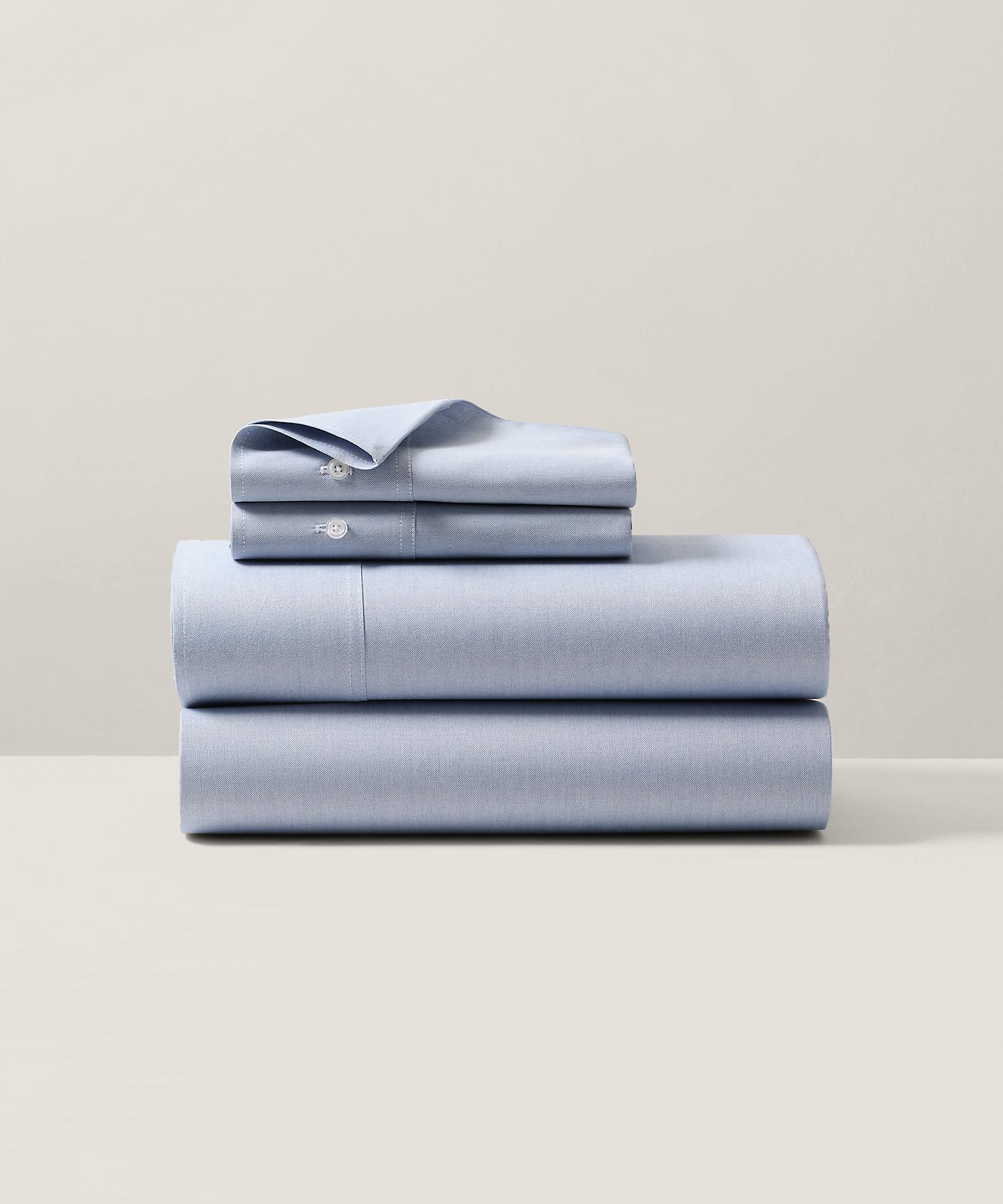 ラルフ ローレン ホーム RALPH LAUREN HOME オーガニック コットン オックスフォード ソリッド ボックスシーツ/キングサイズ （400ブルー） 400ブルー