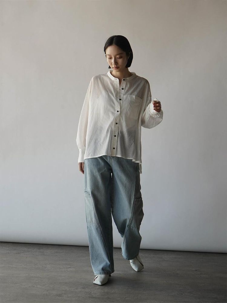 ラディエイト RADIATE cafe de INDiGo 切替デザインストレートデニムパンツ （スカイブルー） スカイブルー