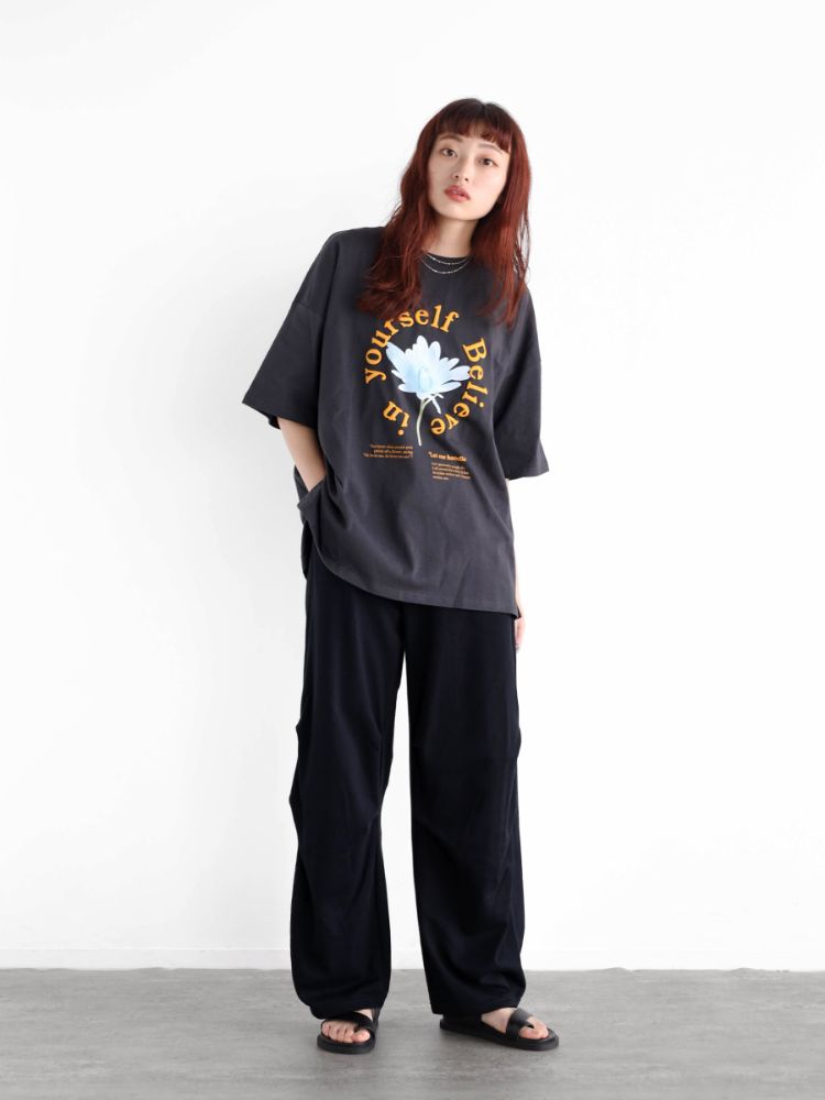 ラディエイト RADIATE フラワープリントオーバーロゴTEE