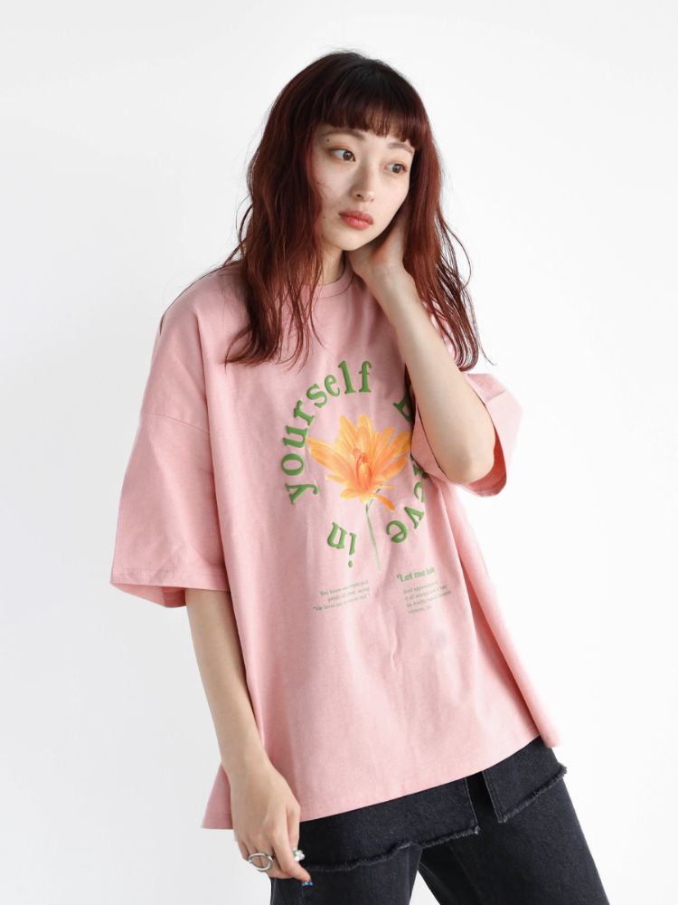 ラディエイト RADIATE フラワープリントオーバーロゴTEE