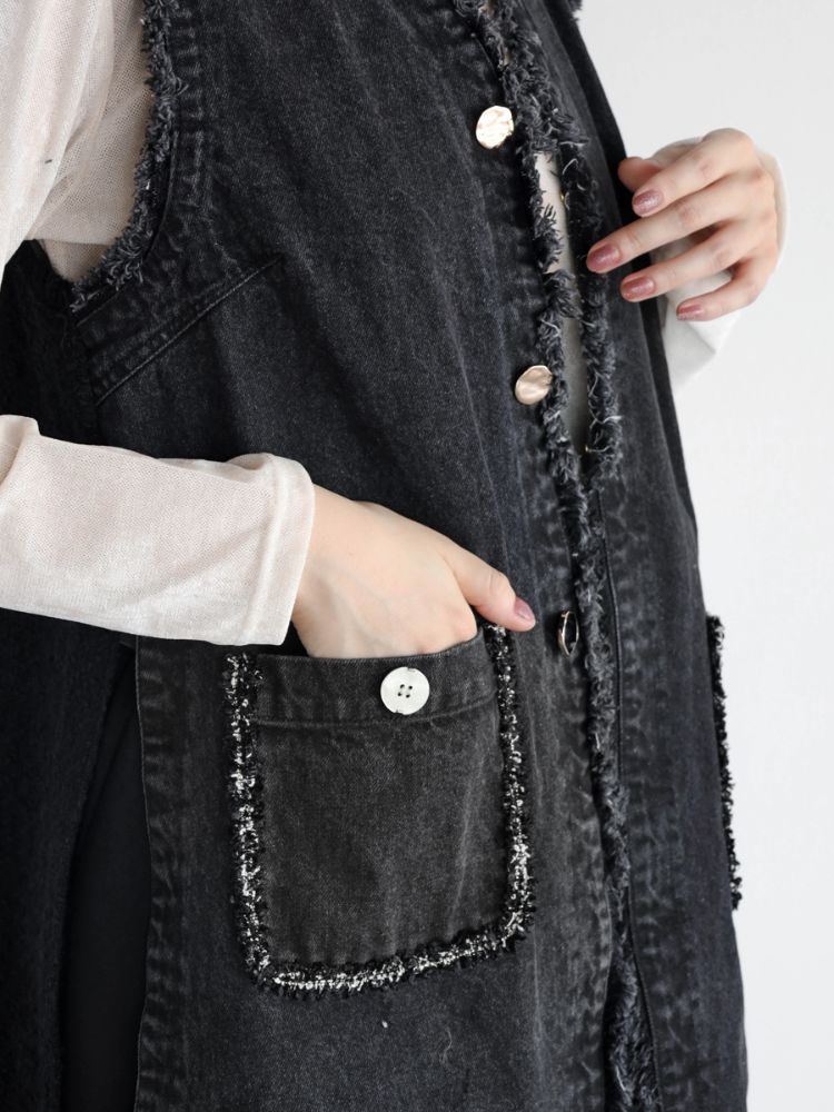 ラディエイト RADIATE ツイードドッキングデニムベスト(Charcoal Gray) （チャコールグレー） チャコールグレー