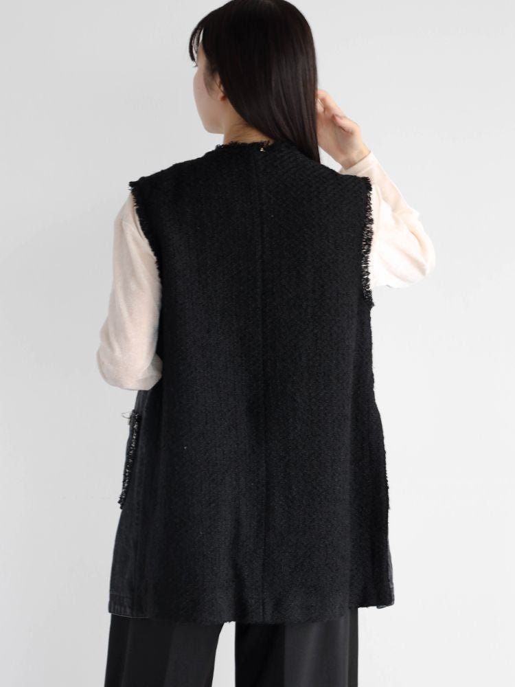 ラディエイト RADIATE ツイードドッキングデニムベスト(Charcoal Gray) （チャコールグレー） チャコールグレー