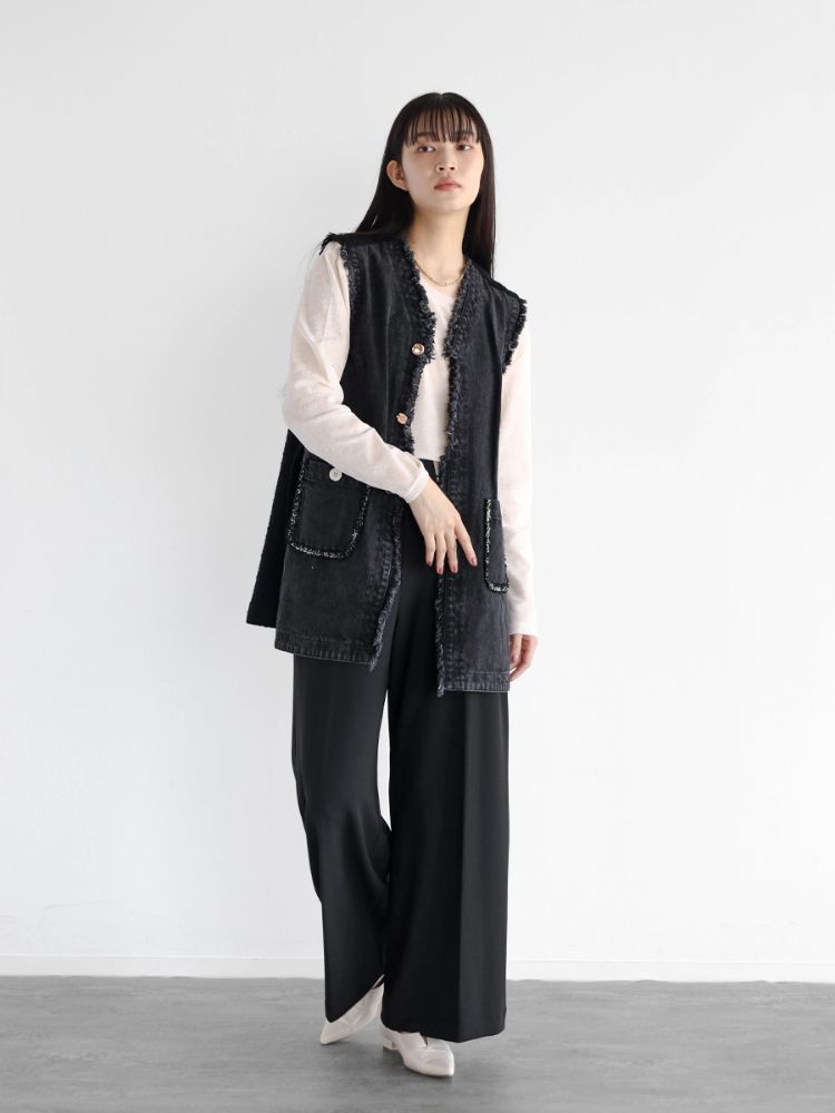 ラディエイト RADIATE ツイードドッキングデニムベスト(Charcoal Gray) （チャコールグレー） チャコールグレー