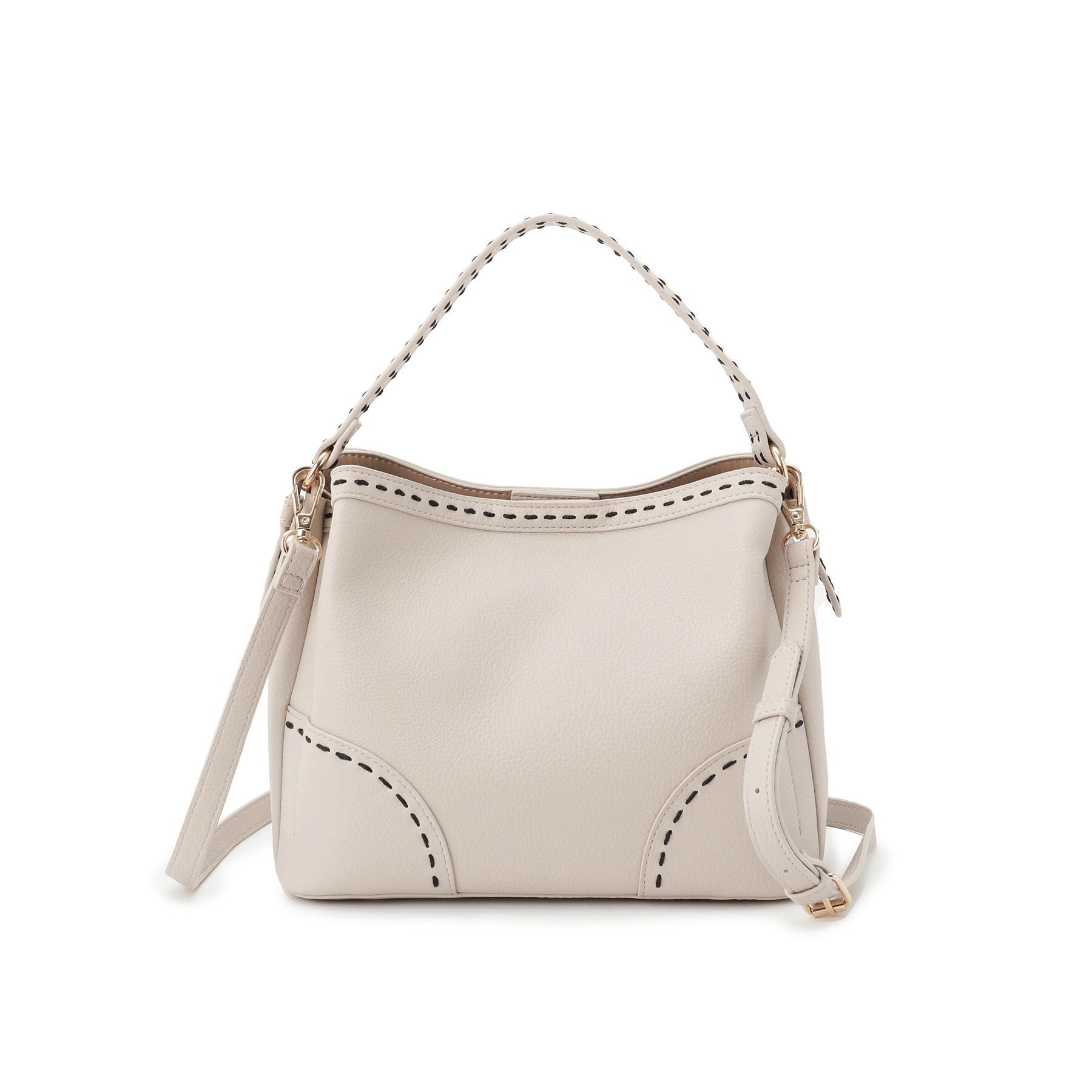 リフレクト Reflect 【収納力◎／付属ストラップあり】バイカラーステッチバッグ （ライトベージュ(051)） ライトベージュ(051)