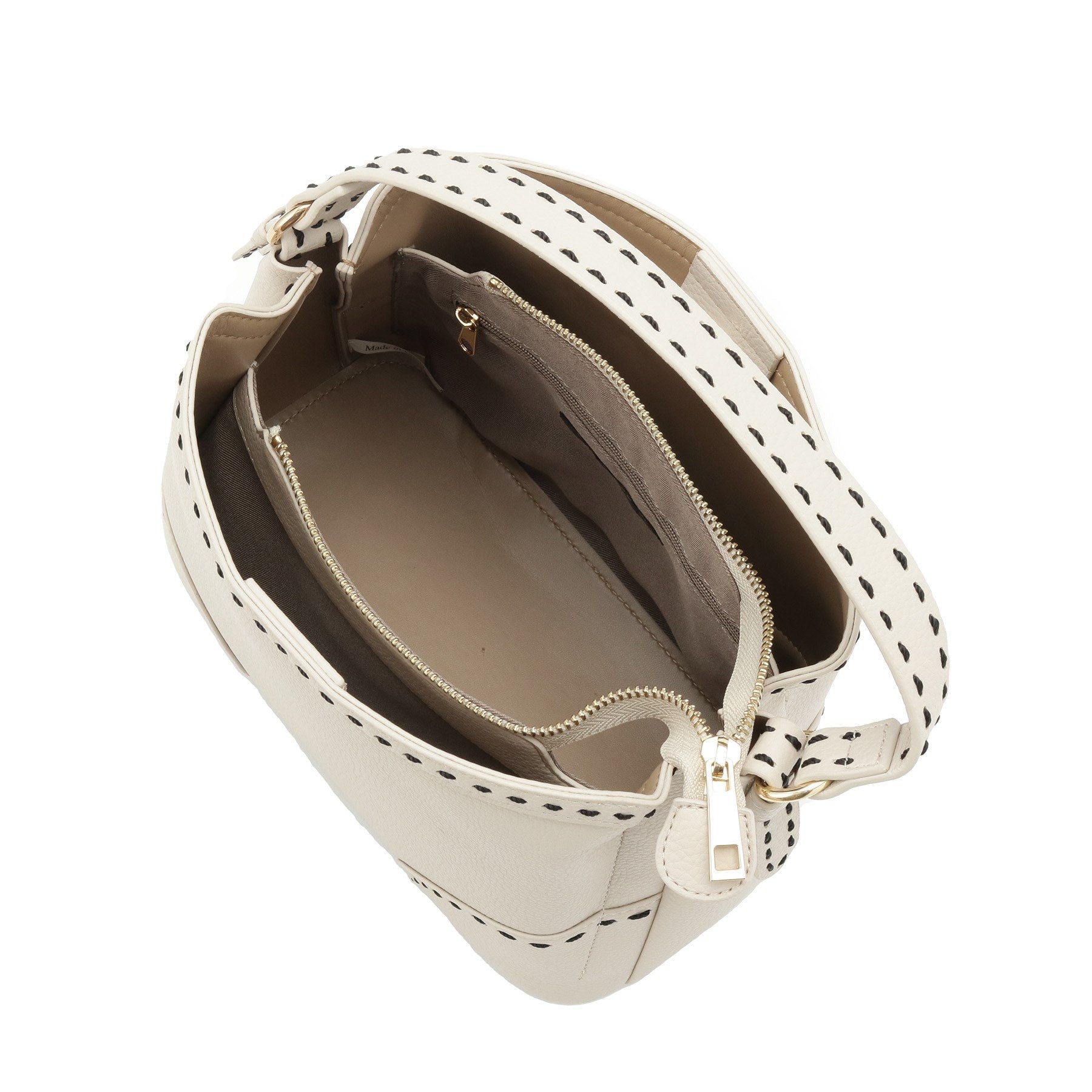 リフレクト Reflect 【収納力◎／付属ストラップあり】バイカラーステッチバッグ （ライトベージュ(051)） ライトベージュ(051)