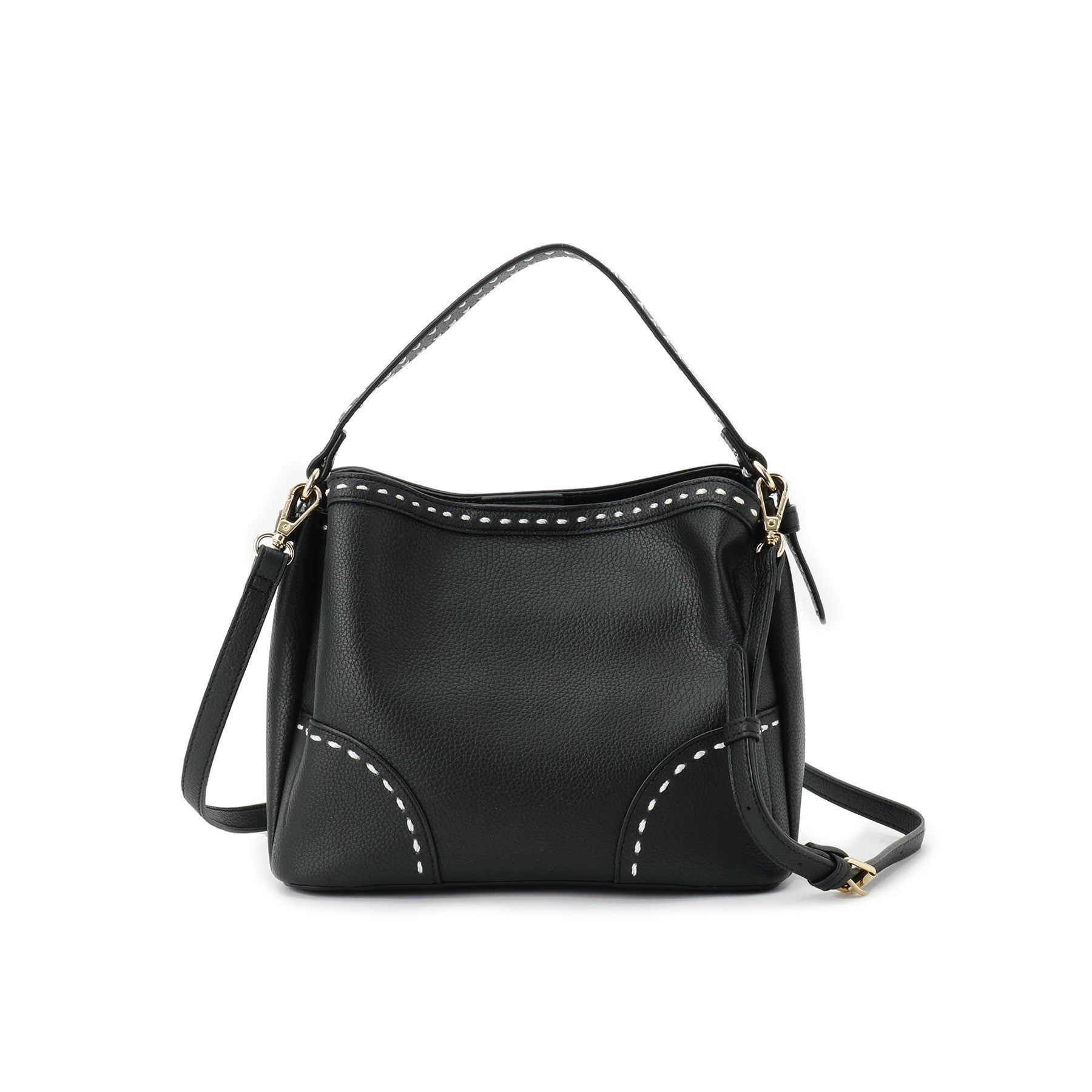 リフレクト Reflect 【収納力◎／付属ストラップあり】バイカラーステッチバッグ （ブラック(019)） ブラック(019)