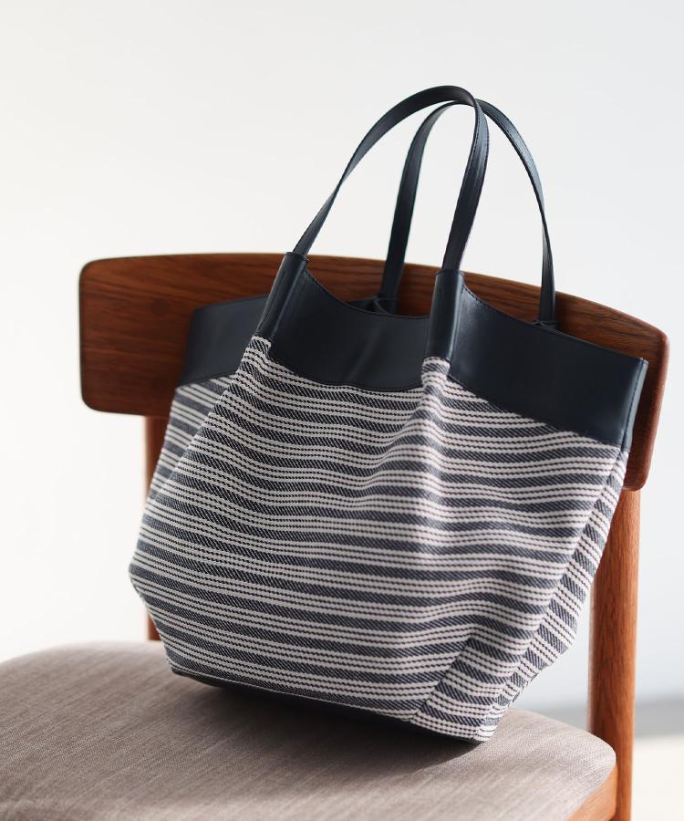 リフレクト Reflect 【しっかり容量◎】キャンバス地ボーダートートバッグ （ネイビー(394)） ネイビー(394)