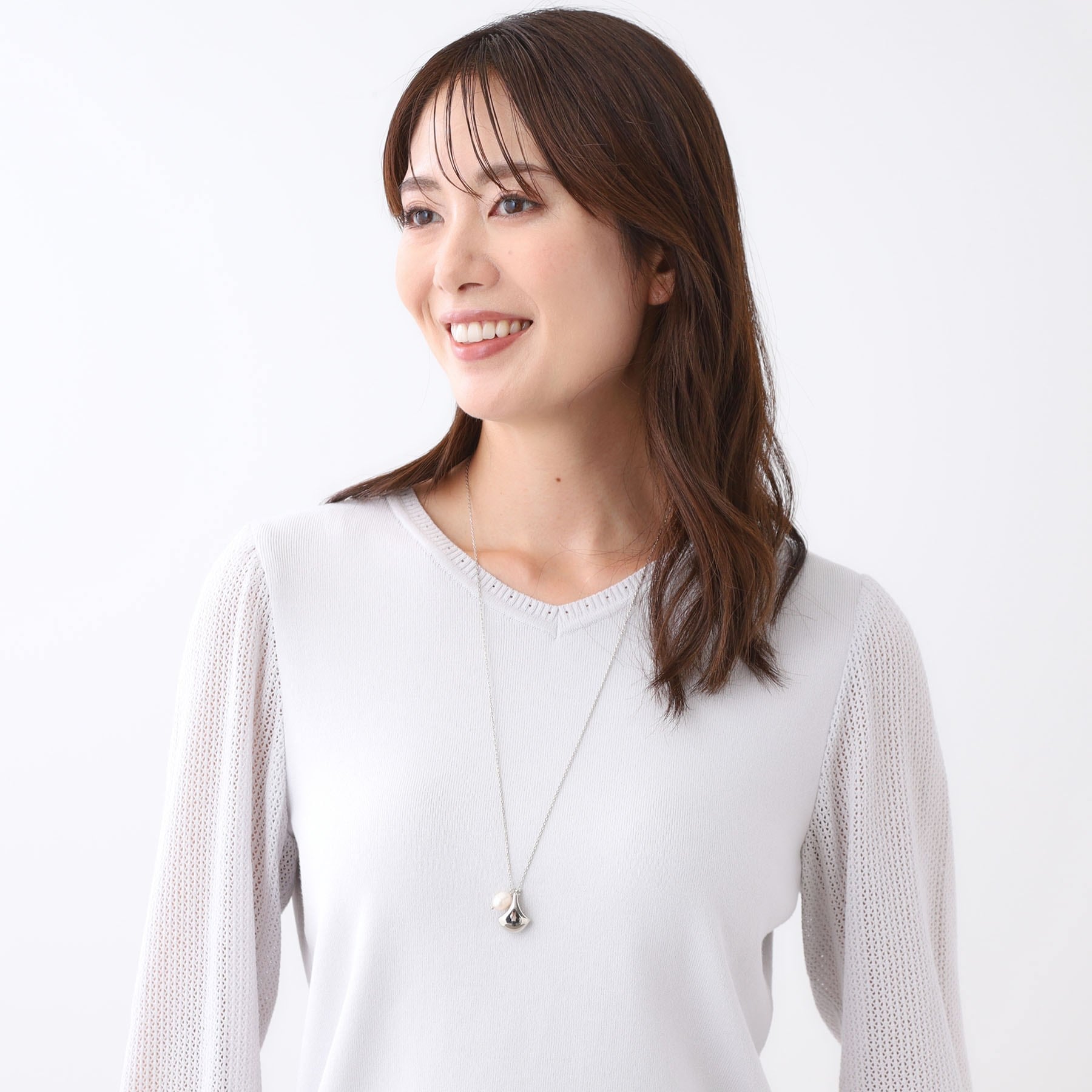 リフレクト Reflect 【チェーン長さ調節可】リーフパーツ×淡水パールネックレス （シルバー(006)） シルバー(006)