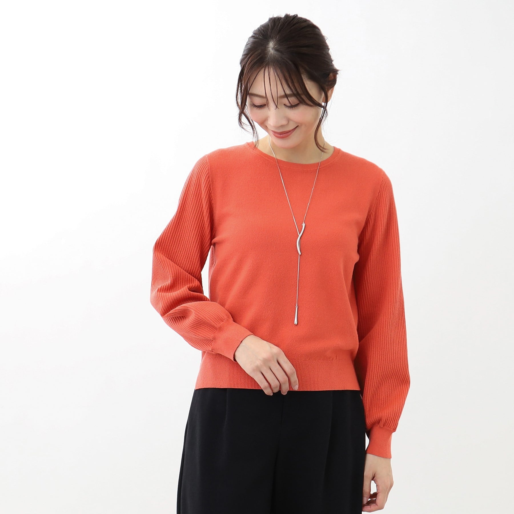 リフレクト Reflect 【マシンウォッシュ可】パフスリーブニット （オレンジ(067)） オレンジ(067)