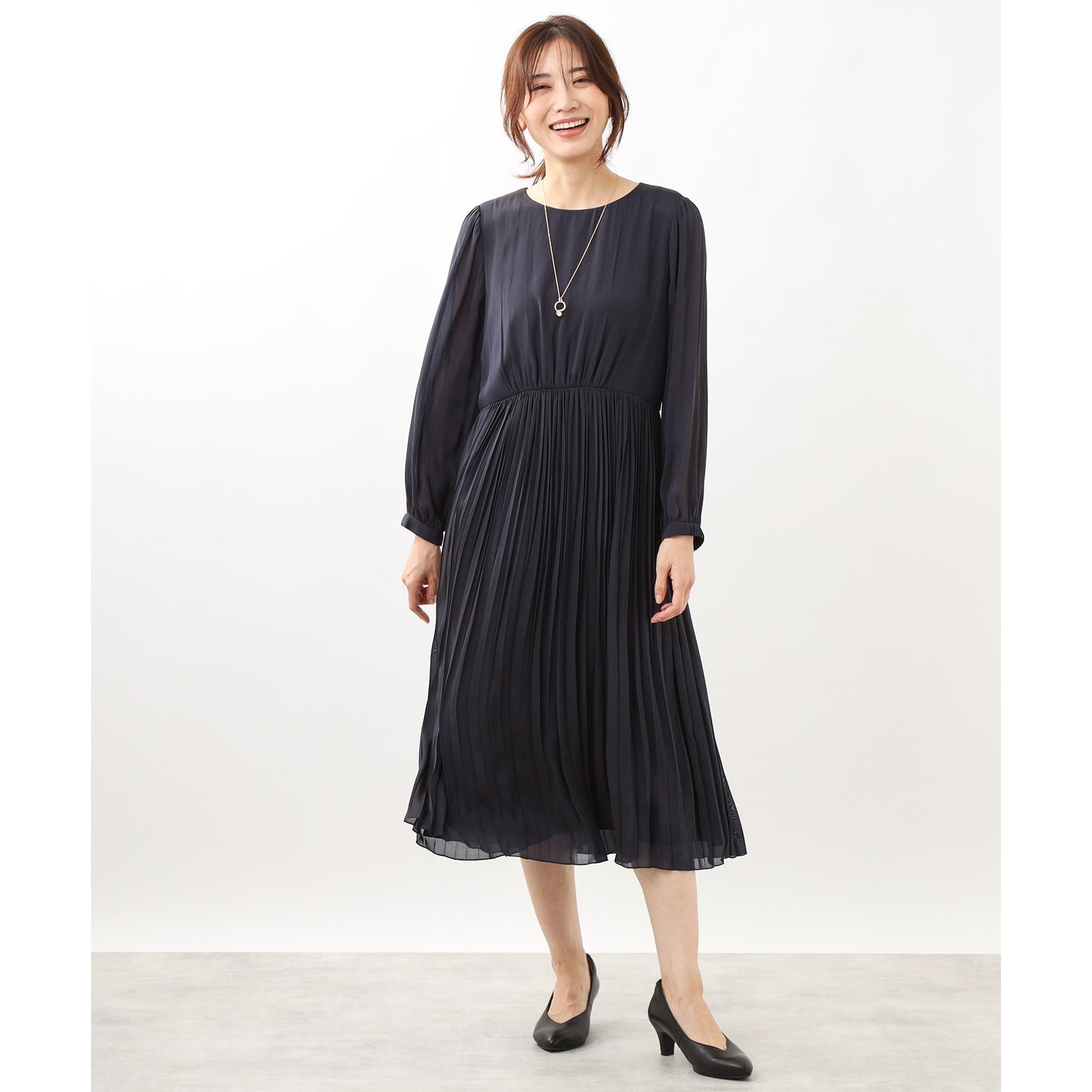 リフレクト Reflect 【手洗い可】フィットアンドフレアワンピース （ネイビー(094)） ネイビー(094)