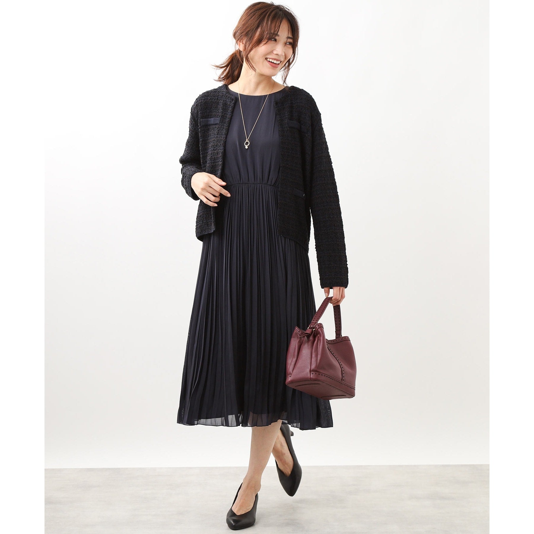 リフレクト Reflect 【手洗い可】フィットアンドフレアワンピース （ネイビー(094)） ネイビー(094)