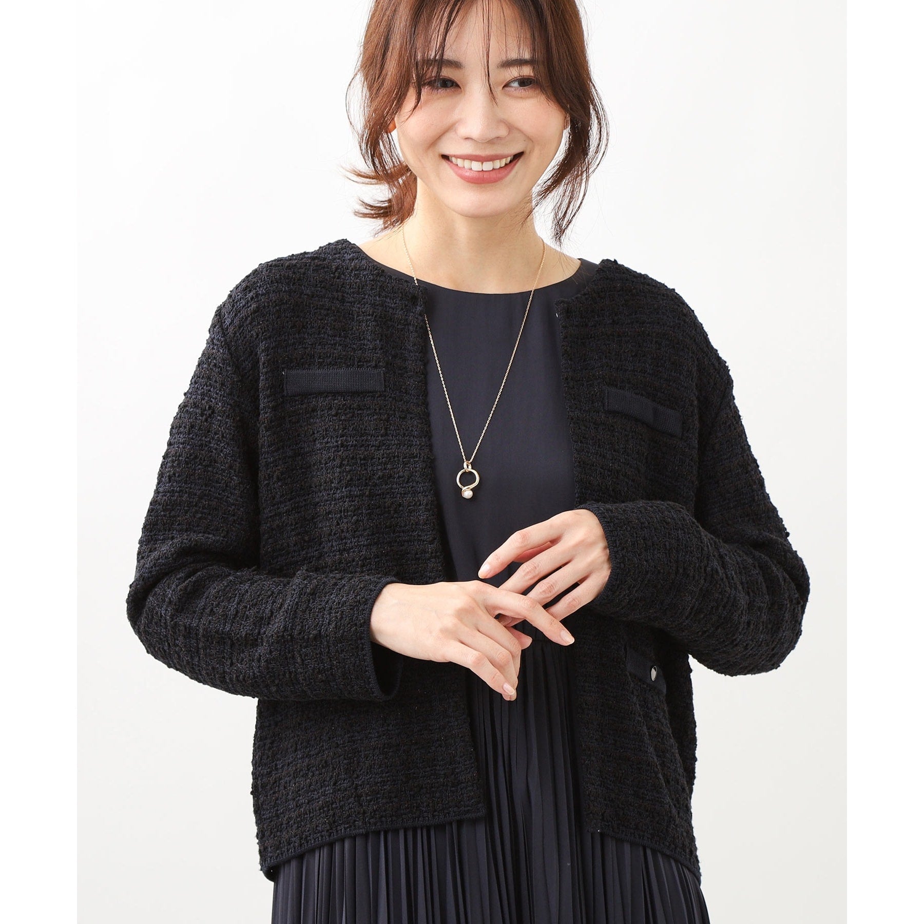 リフレクト Reflect 【手洗い可】フィットアンドフレアワンピース （ネイビー(094)） ネイビー(094)