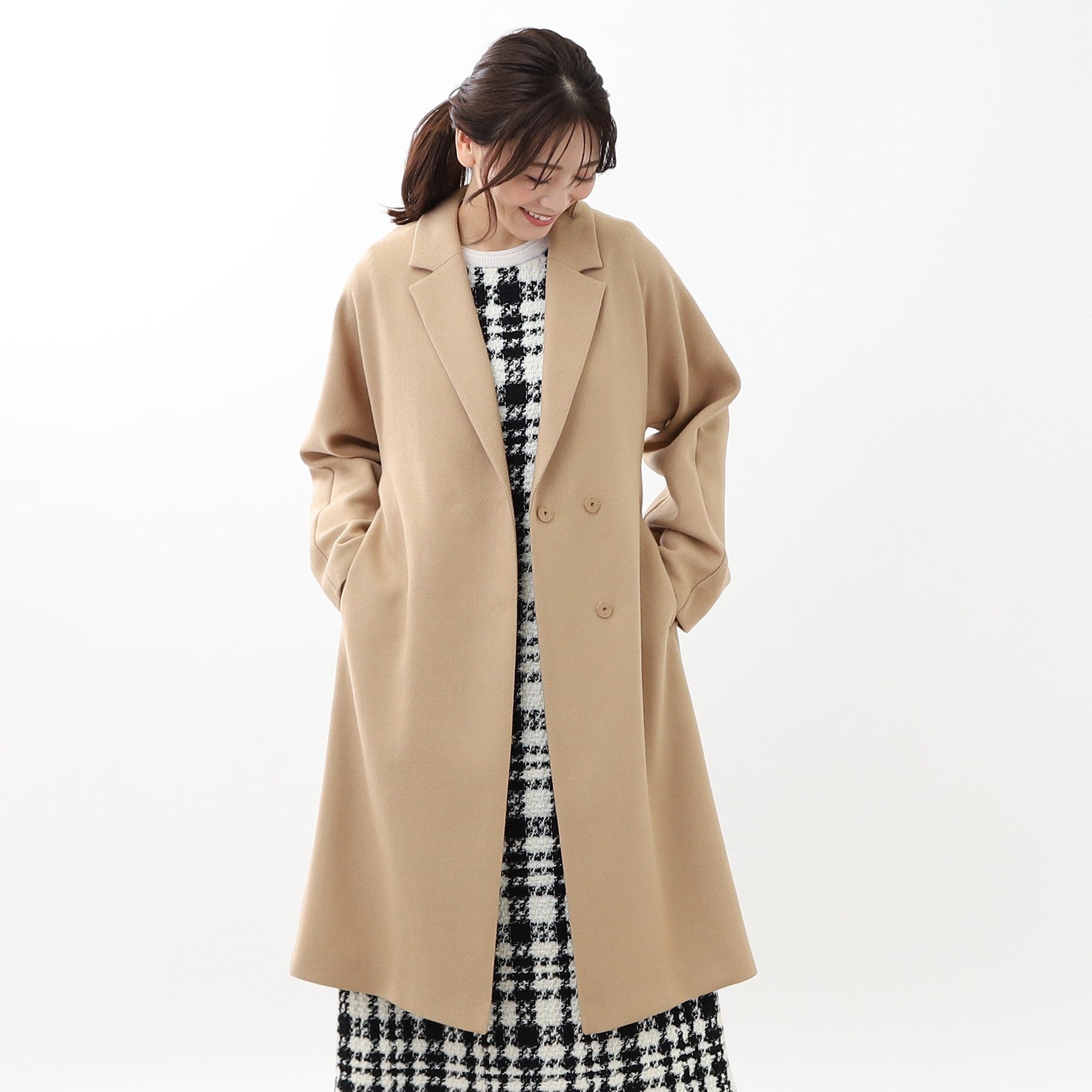 リフレクト Reflect 【R-QUALITY／共布サッシュベルト付き】クラシカルロングコート （ライトグレー(011)） ライトグレー(011)