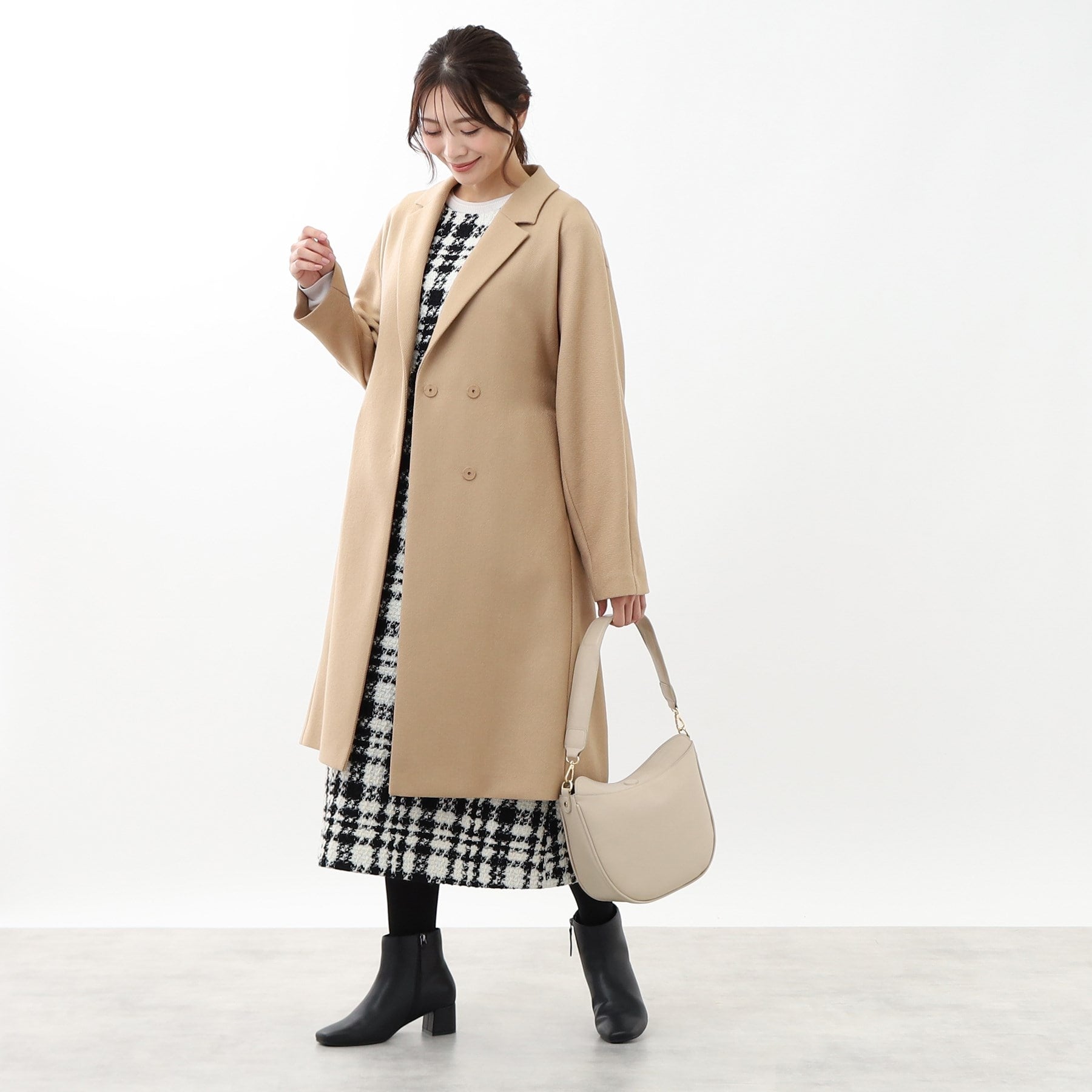 リフレクト Reflect 【R-QUALITY／共布サッシュベルト付き】クラシカルロングコート （ライトグレー(011)） ライトグレー(011)