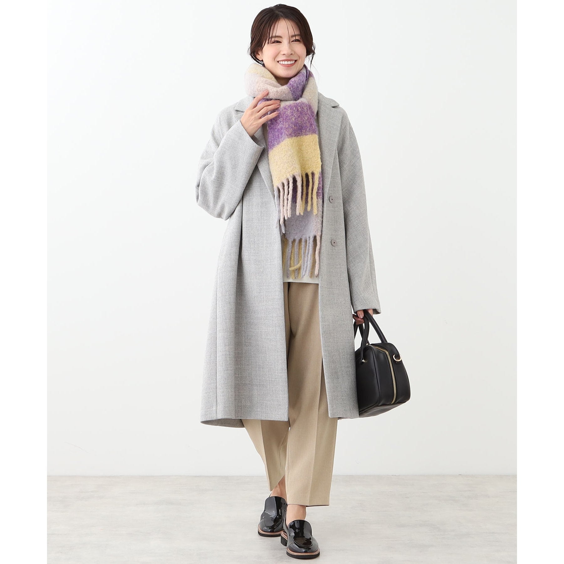 リフレクト Reflect 【R-QUALITY／共布サッシュベルト付き】クラシカルロングコート （ライトグレー(011)） ライトグレー(011)