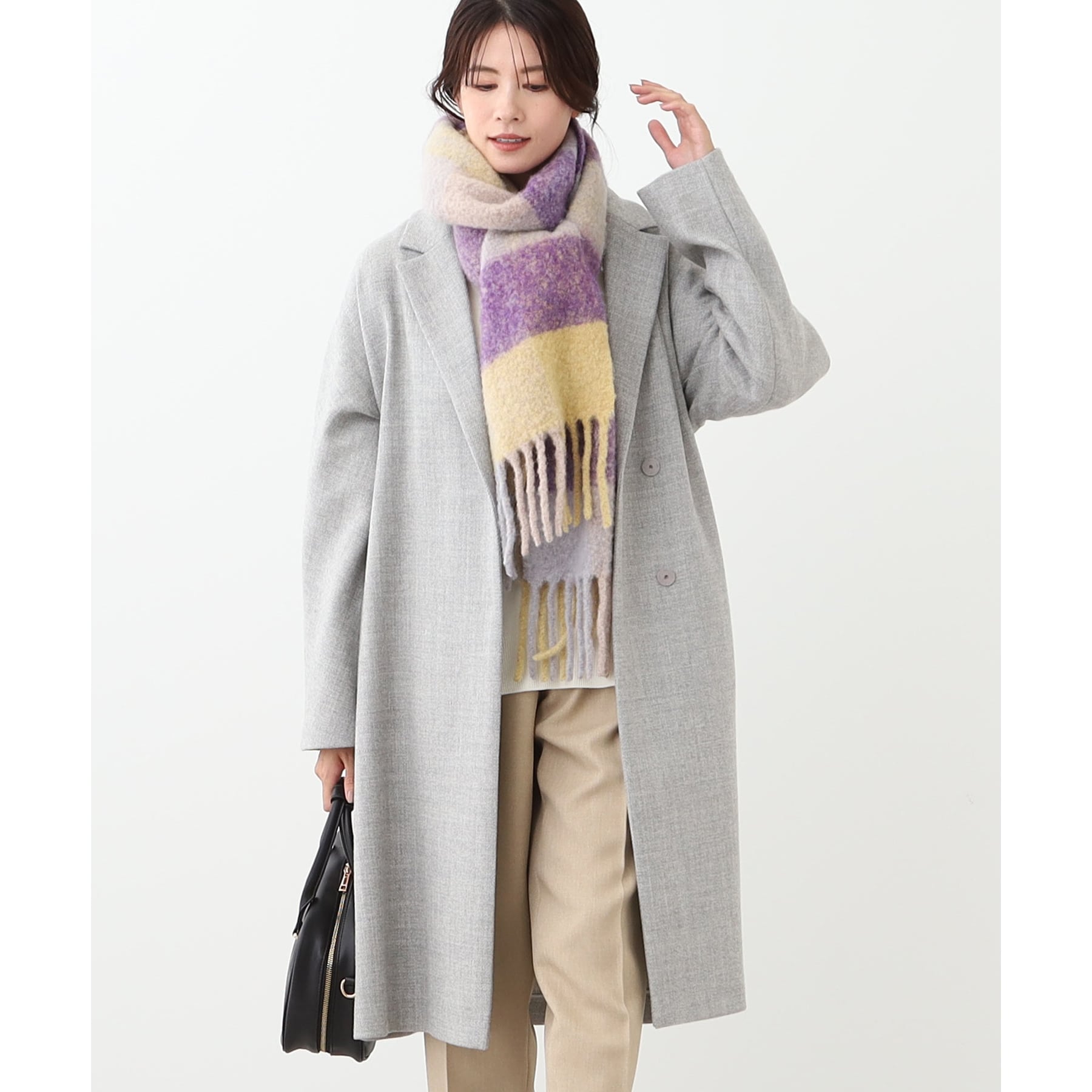 リフレクト Reflect 【R-QUALITY／共布サッシュベルト付き】クラシカルロングコート （ライトグレー(011)） ライトグレー(011)