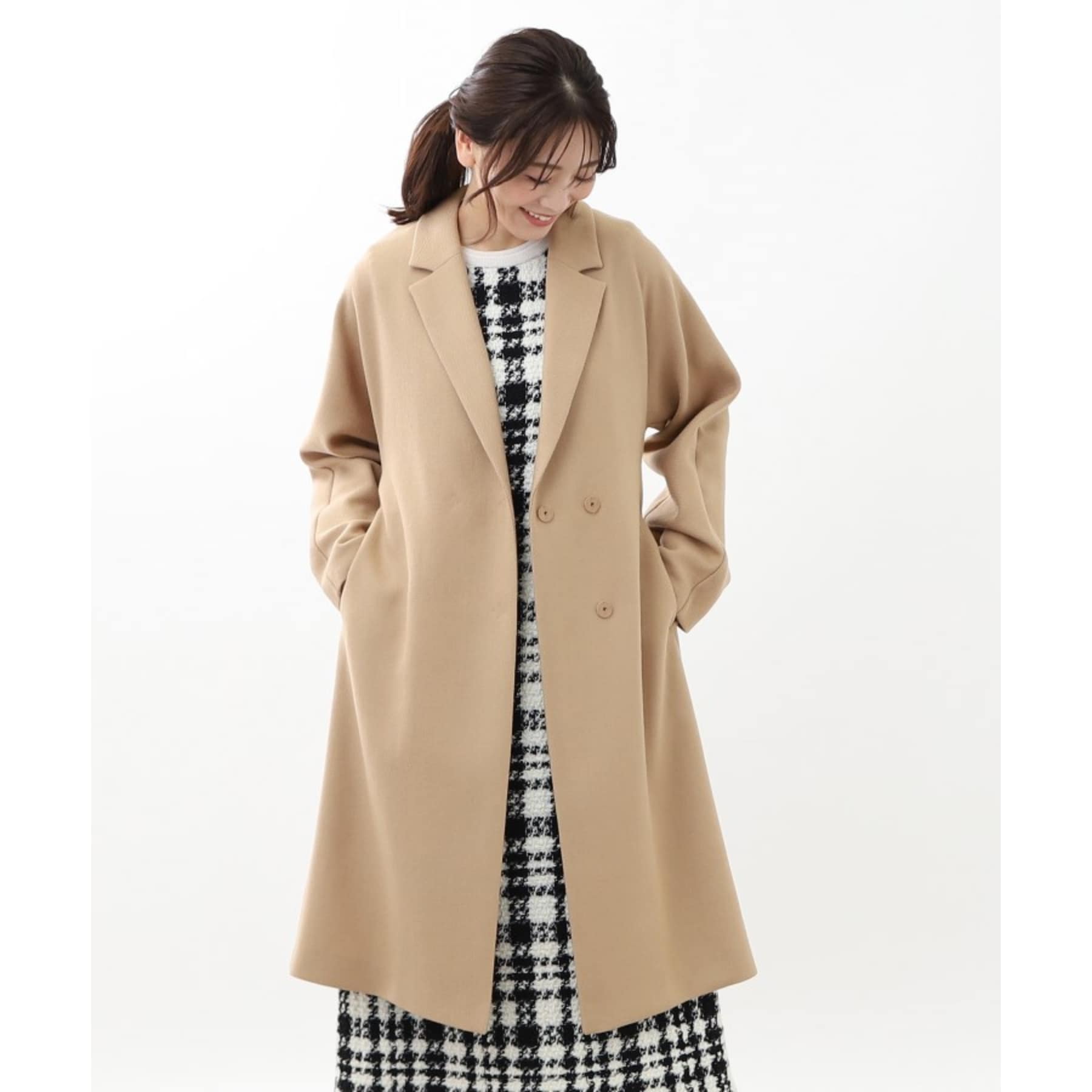 リフレクト Reflect 【R-QUALITY／共布サッシュベルト付き】クラシカルロングコート （ライトグレー(011)） ライトグレー(011)