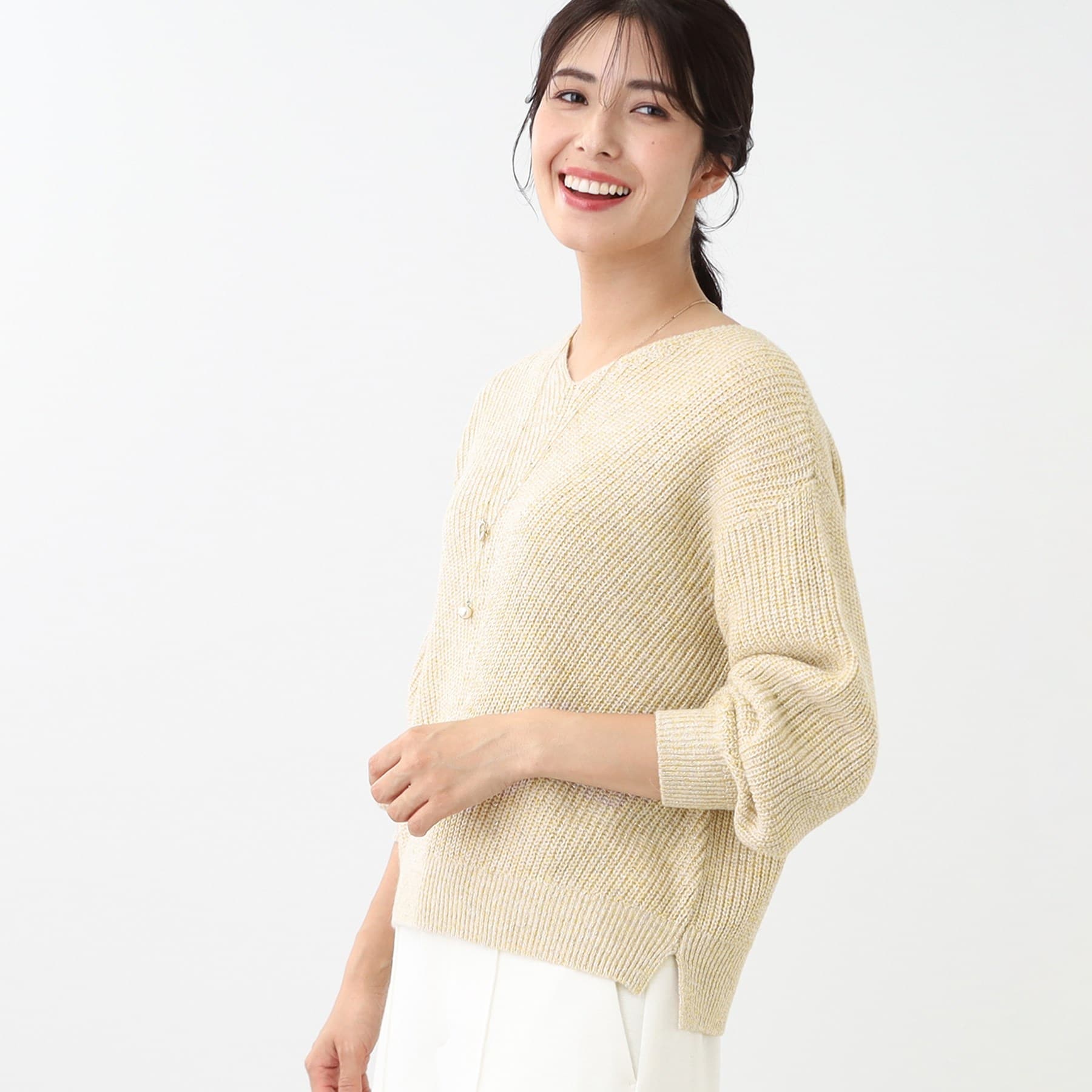 リフレクト Reflect 【洗える】ミックスカラーニット （イエロー(032)） イエロー(032)