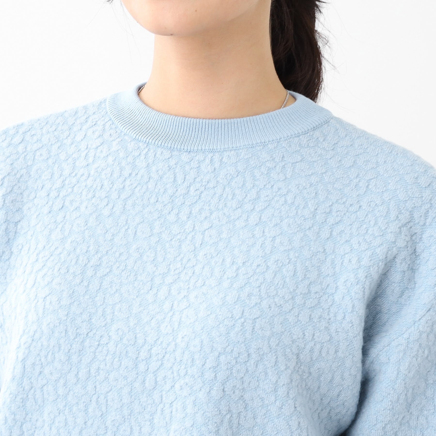 リフレクト Reflect 【洗える】ふくれジャカードニット （サックスブルー(090)） サックスブルー(090)