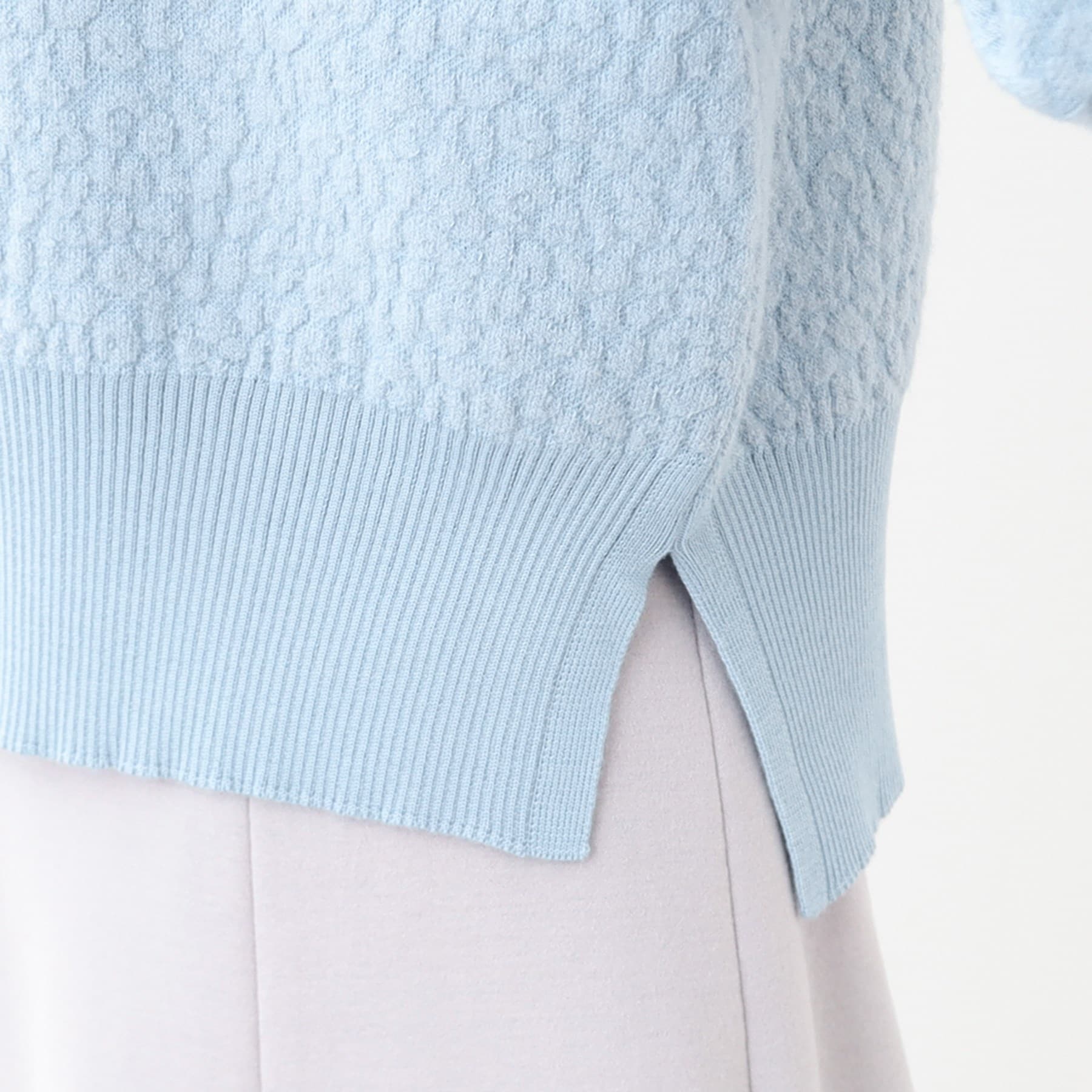 リフレクト Reflect 【洗える】ふくれジャカードニット （サックスブルー(090)） サックスブルー(090)