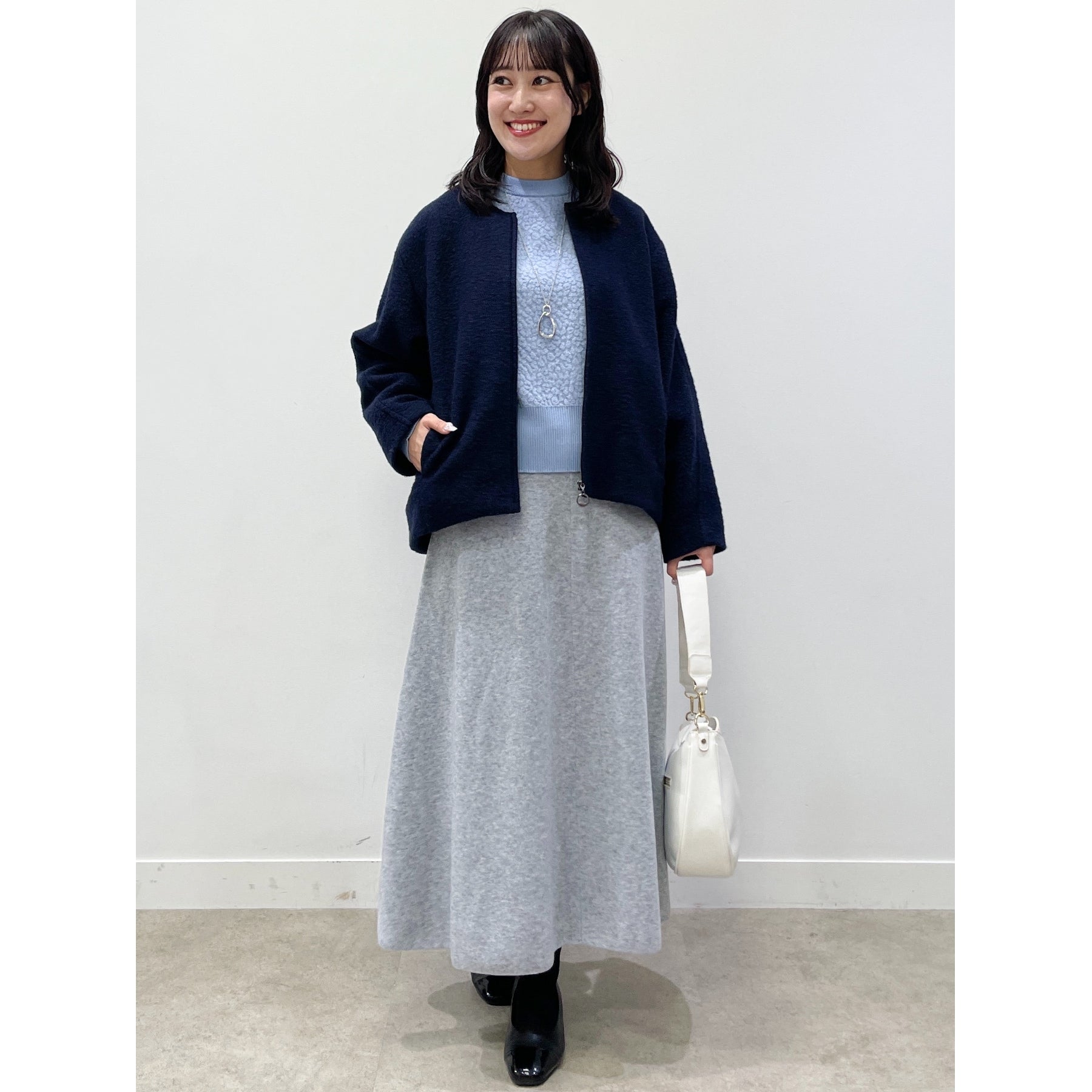 リフレクト Reflect 【洗える】ふくれジャカードニット （サックスブルー(090)） サックスブルー(090)