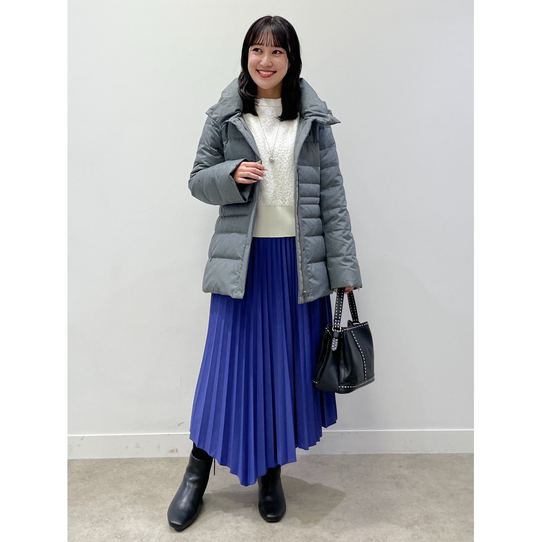 リフレクト Reflect 【洗える】ふくれジャカードニット （サックスブルー(090)） サックスブルー(090)