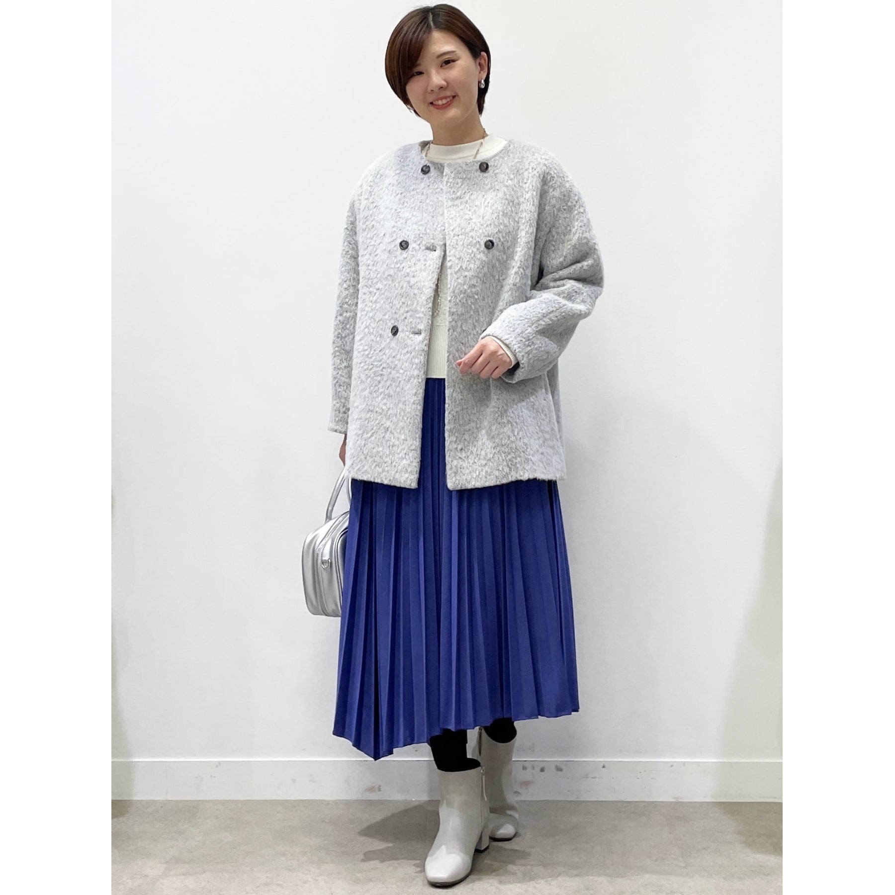 リフレクト Reflect 【洗える】ふくれジャカードニット （サックスブルー(090)） サックスブルー(090)