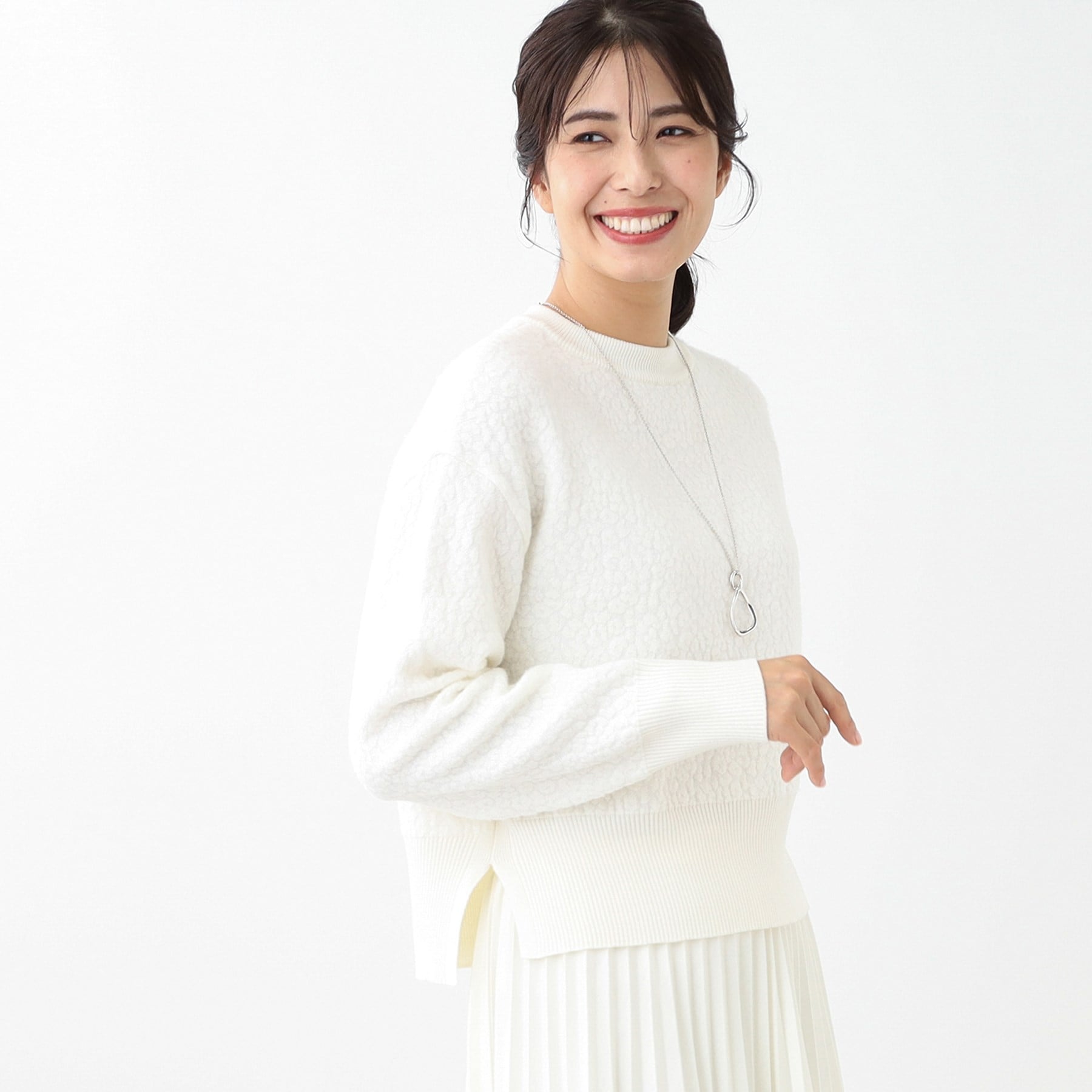 リフレクト Reflect 【洗える】ふくれジャカードニット （オフホワイト(003)） オフホワイト(003)