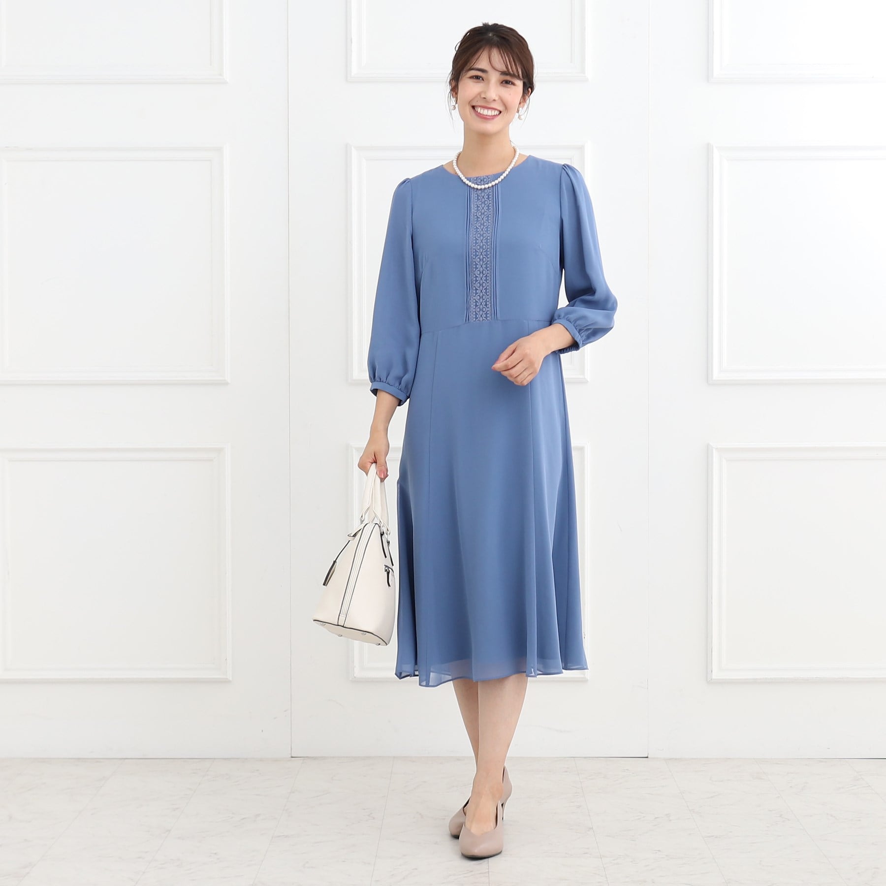 リフレクト Reflect 【フォーマル／入卒／ママスーツ／洗える】フロントレースジョーゼットワンピース （ブラック(019)） ブラック(019)