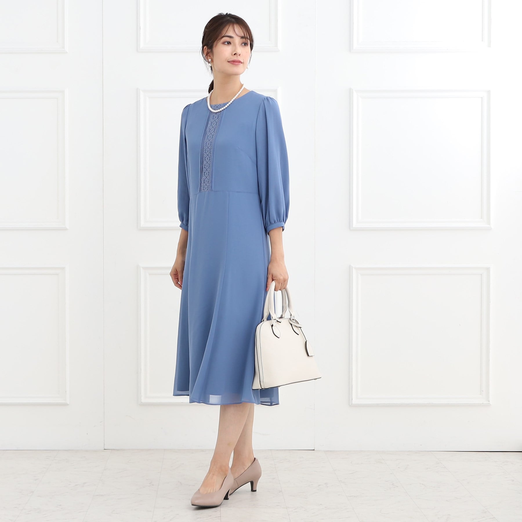 リフレクト Reflect 【フォーマル／入卒／ママスーツ／洗える】フロントレースジョーゼットワンピース （ブラック(019)） ブラック(019)