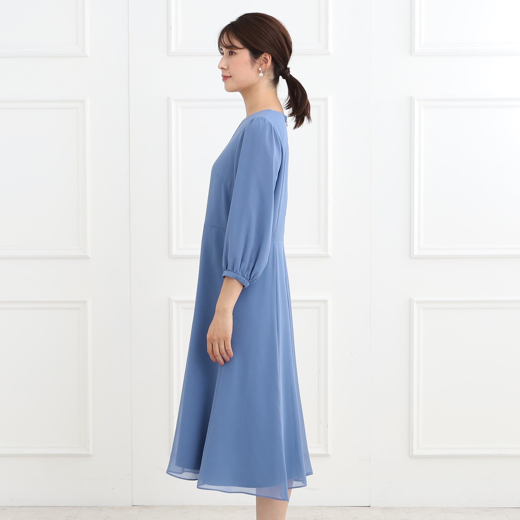 リフレクト Reflect 【フォーマル／入卒／ママスーツ／洗える】フロントレースジョーゼットワンピース （ブラック(019)） ブラック(019)