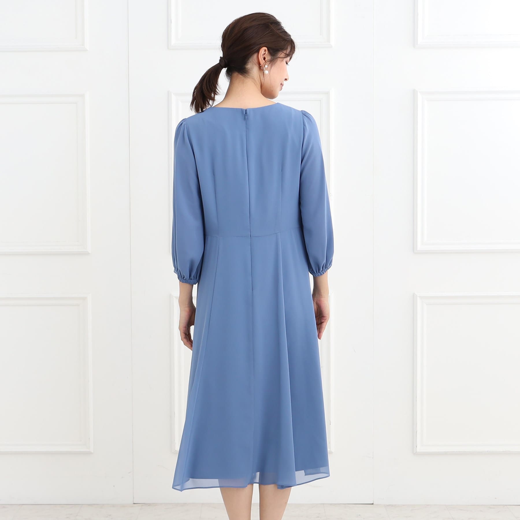 リフレクト Reflect 【フォーマル／入卒／ママスーツ／洗える】フロントレースジョーゼットワンピース （ブラック(019)） ブラック(019)