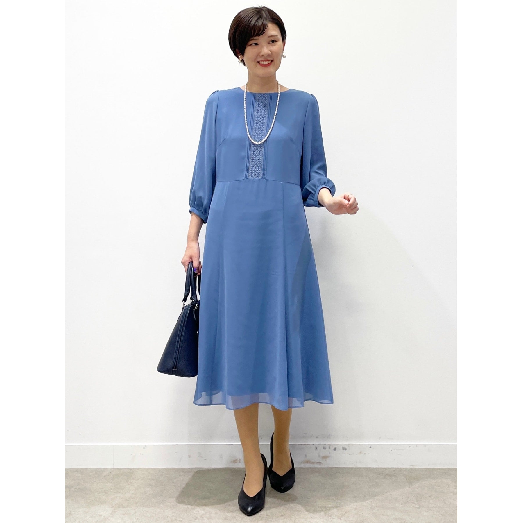 リフレクト Reflect 【フォーマル／入卒／ママスーツ／洗える】フロントレースジョーゼットワンピース （ブラック(019)） ブラック(019)