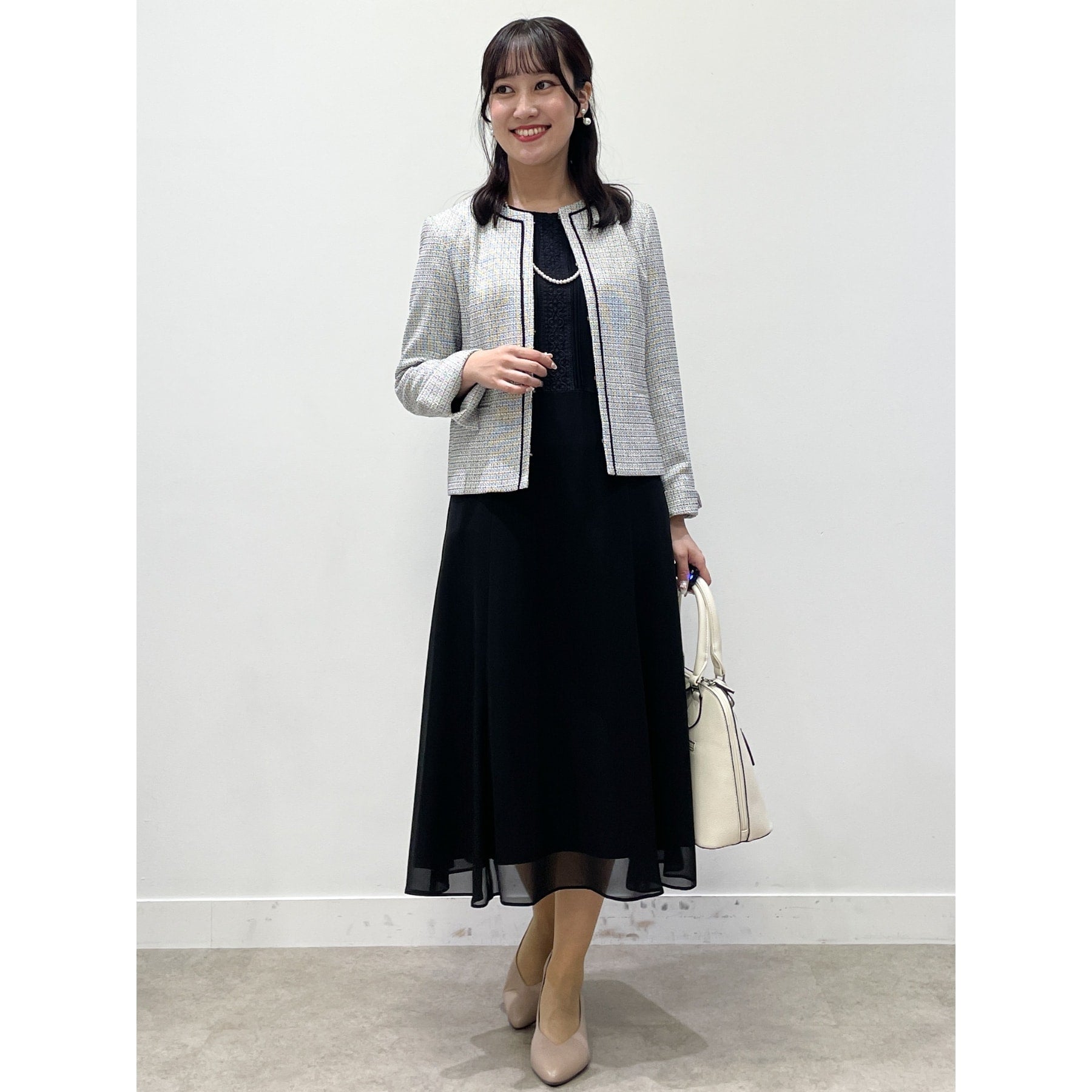 リフレクト Reflect 【フォーマル／入卒／ママスーツ／洗える】フロントレースジョーゼットワンピース （ブラック(019)） ブラック(019)