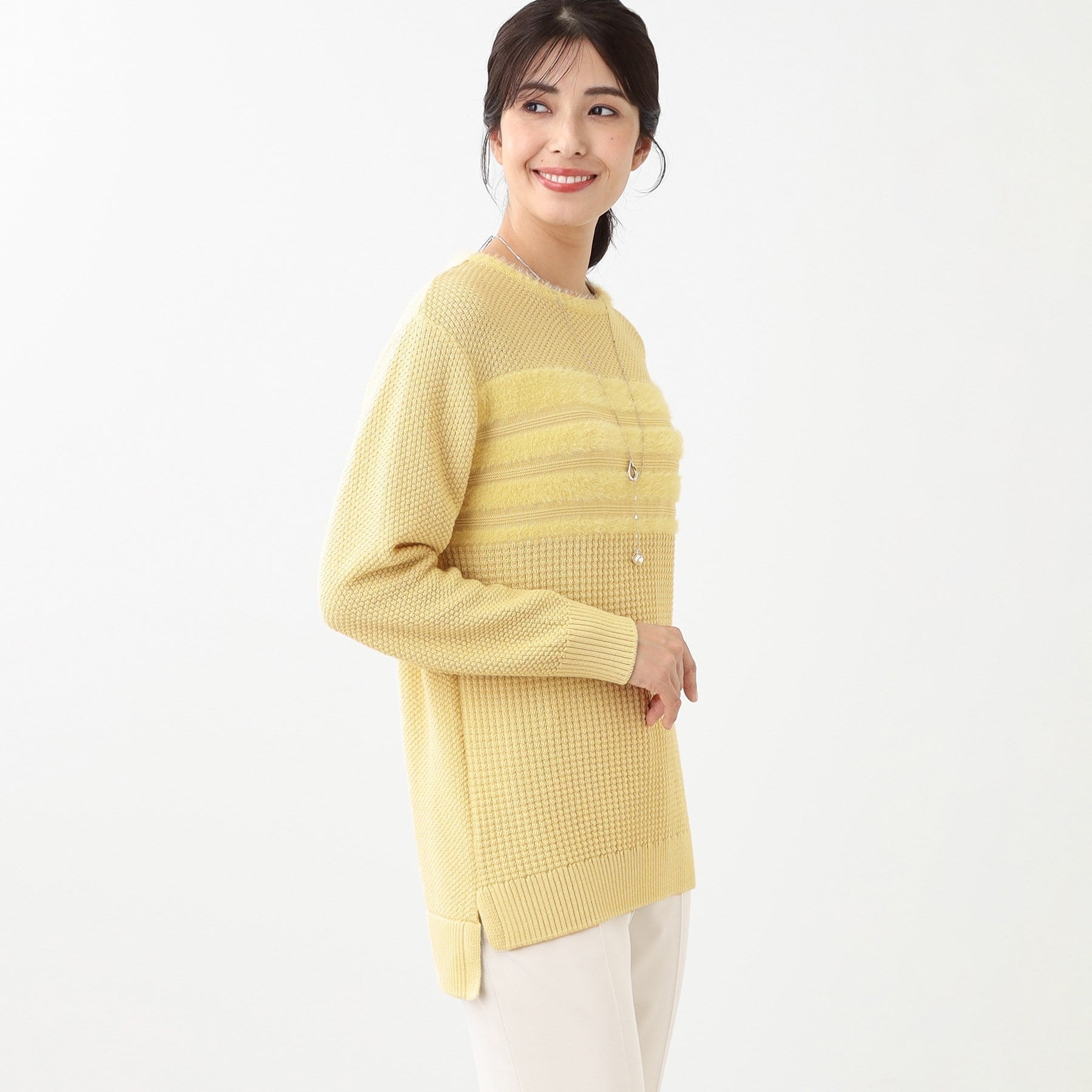 リフレクト Reflect 【洗える】フェザーボーダーニット （オフホワイト(003)） オフホワイト(003)