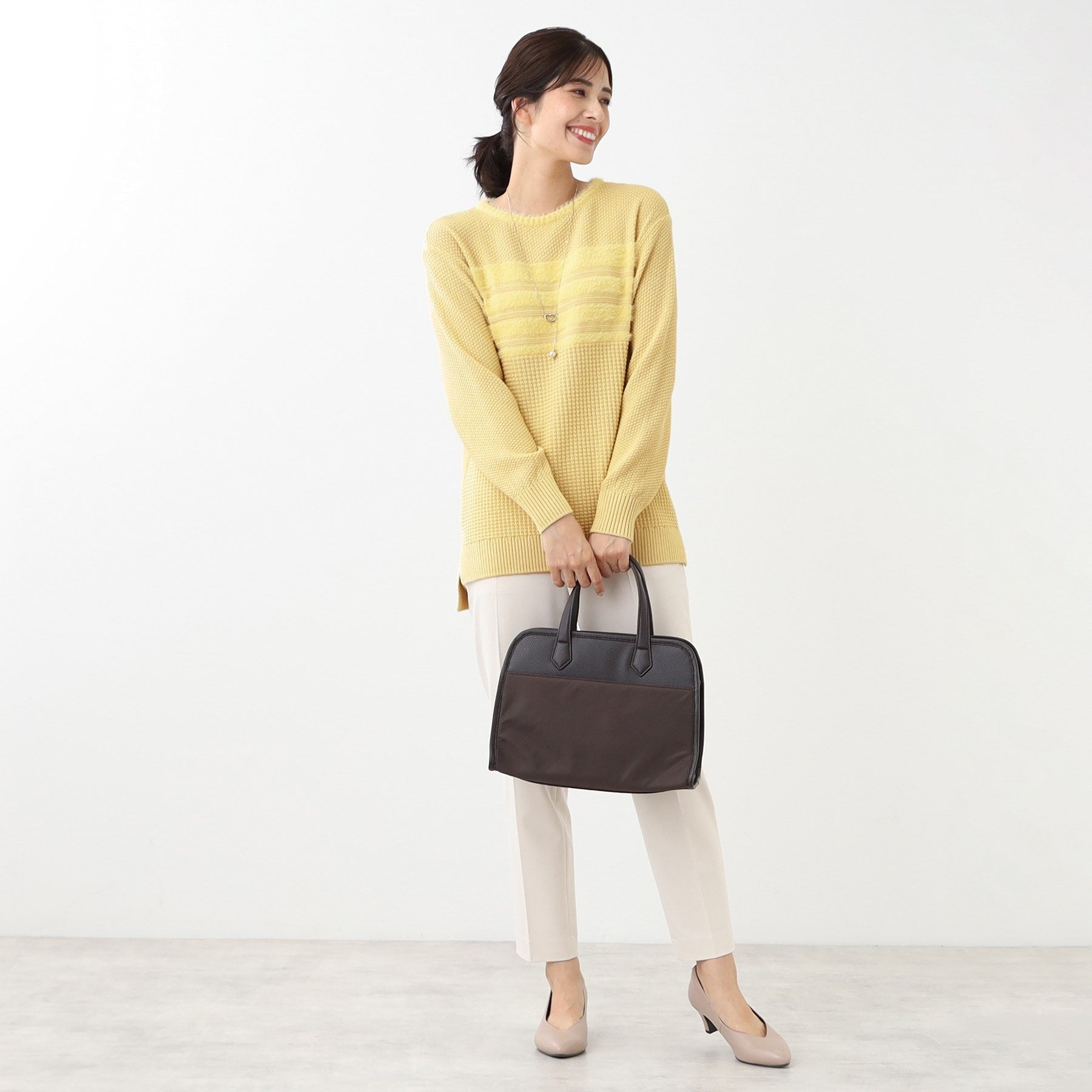 リフレクト Reflect 【洗える】フェザーボーダーニット （オフホワイト(003)） オフホワイト(003)