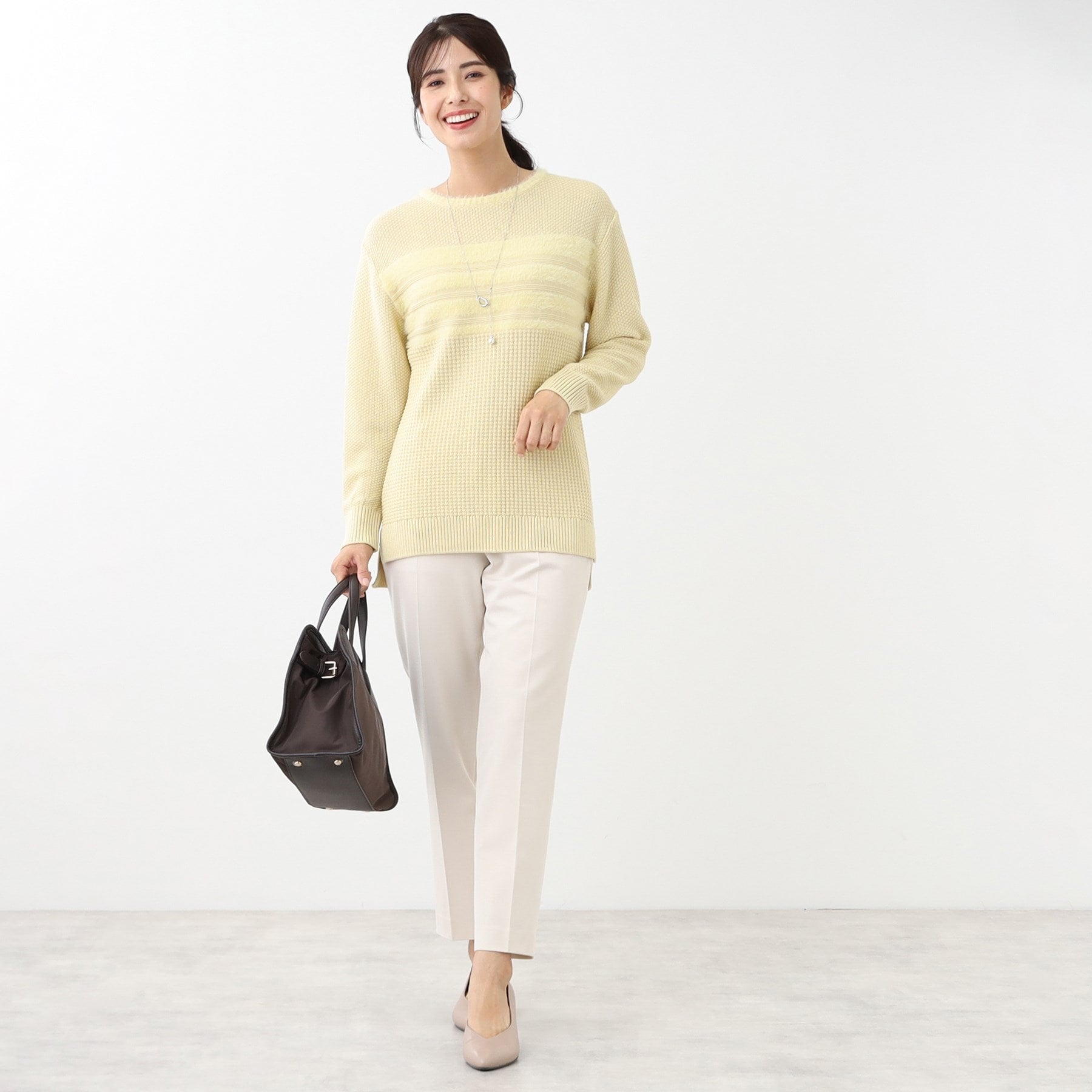 リフレクト Reflect 【洗える】フェザーボーダーニット （オフホワイト(003)） オフホワイト(003)