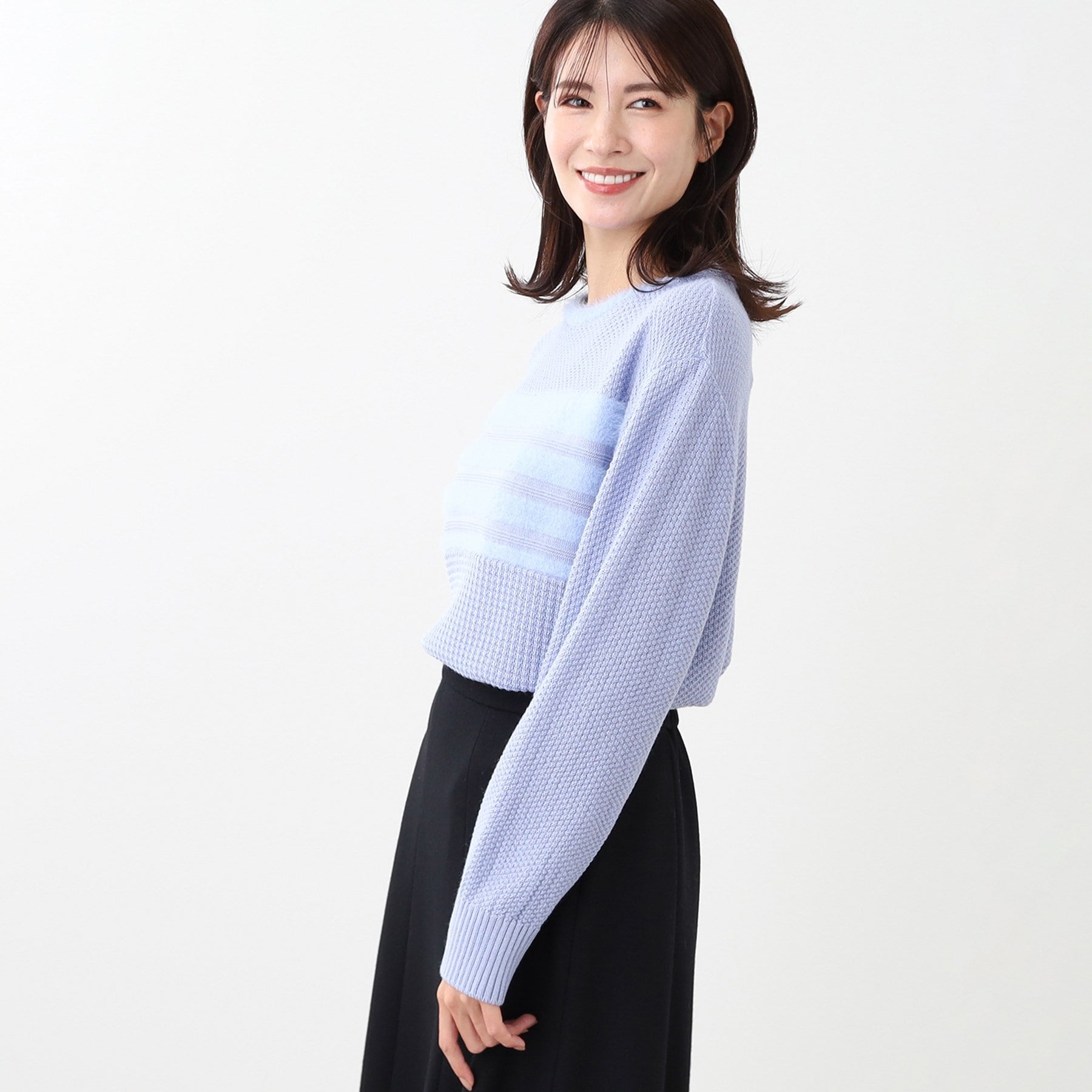 リフレクト Reflect 【洗える】フェザーボーダーニット （オフホワイト(003)） オフホワイト(003)