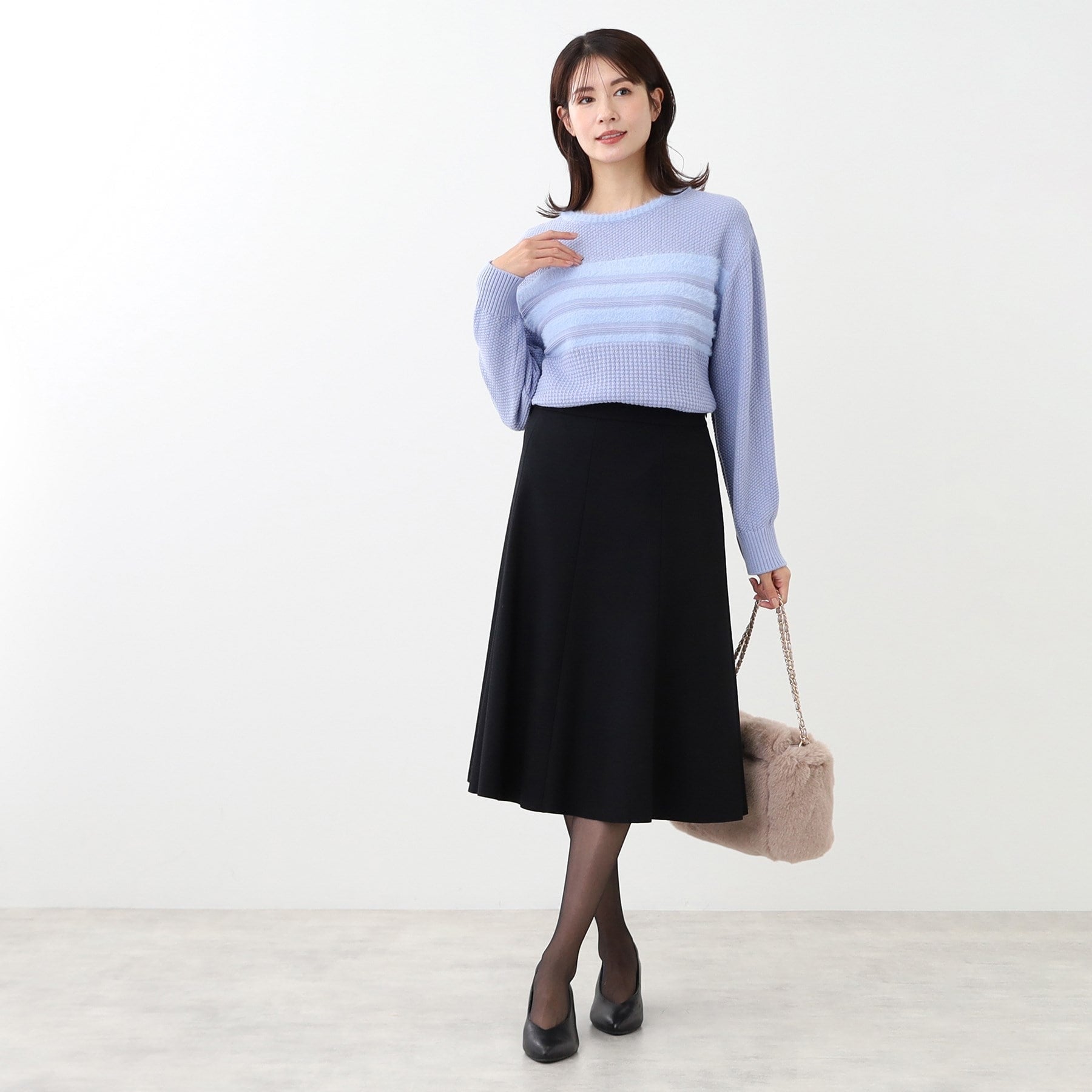 リフレクト Reflect 【洗える】フェザーボーダーニット （オフホワイト(003)） オフホワイト(003)